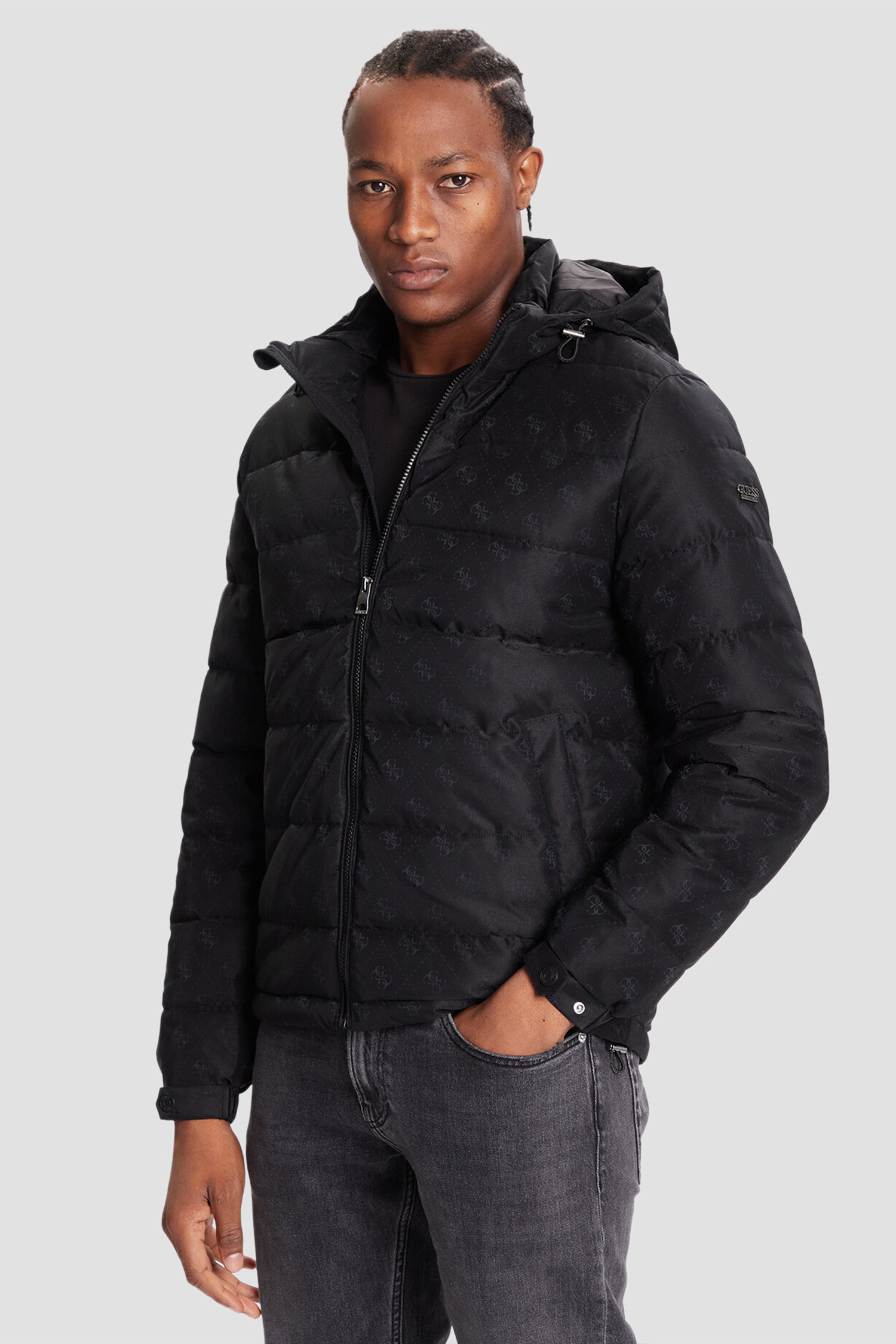 Чоловіча чорна куртка з візерунком Guess M5BL0B.W2322;FJAJ