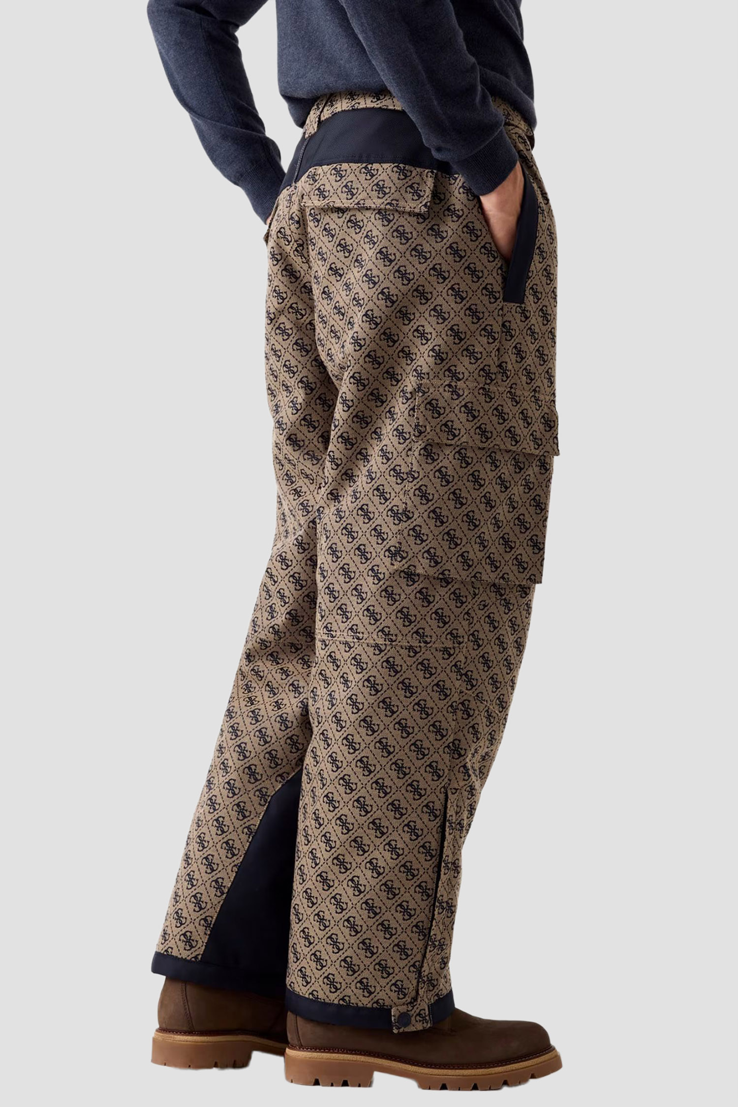 Чоловічі бежеві лижні штани з візерунком Guess M5BB77.WF182;FN4K