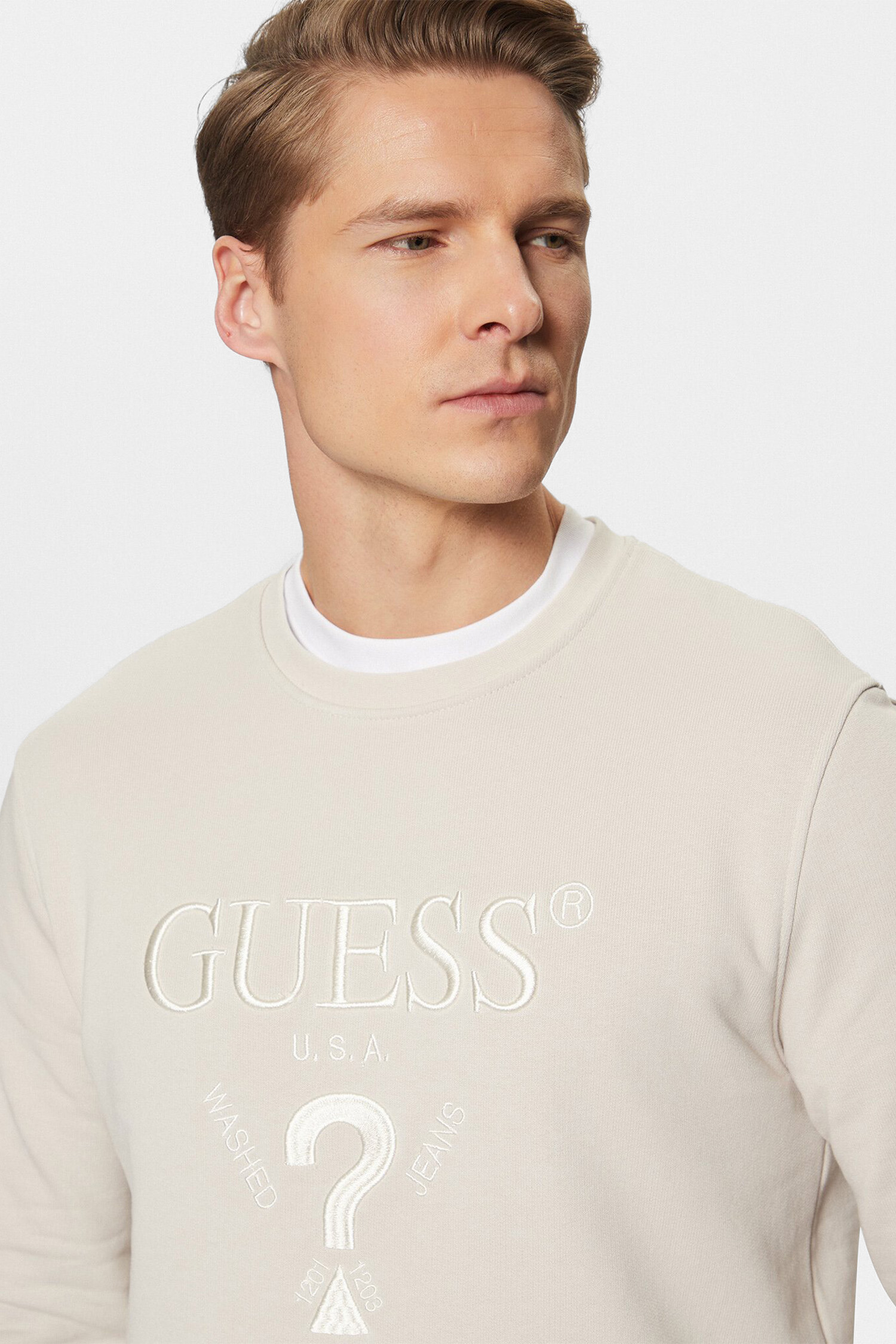 Мужской бежевый свитшот Guess M5RQ08.KCN01;G9B8