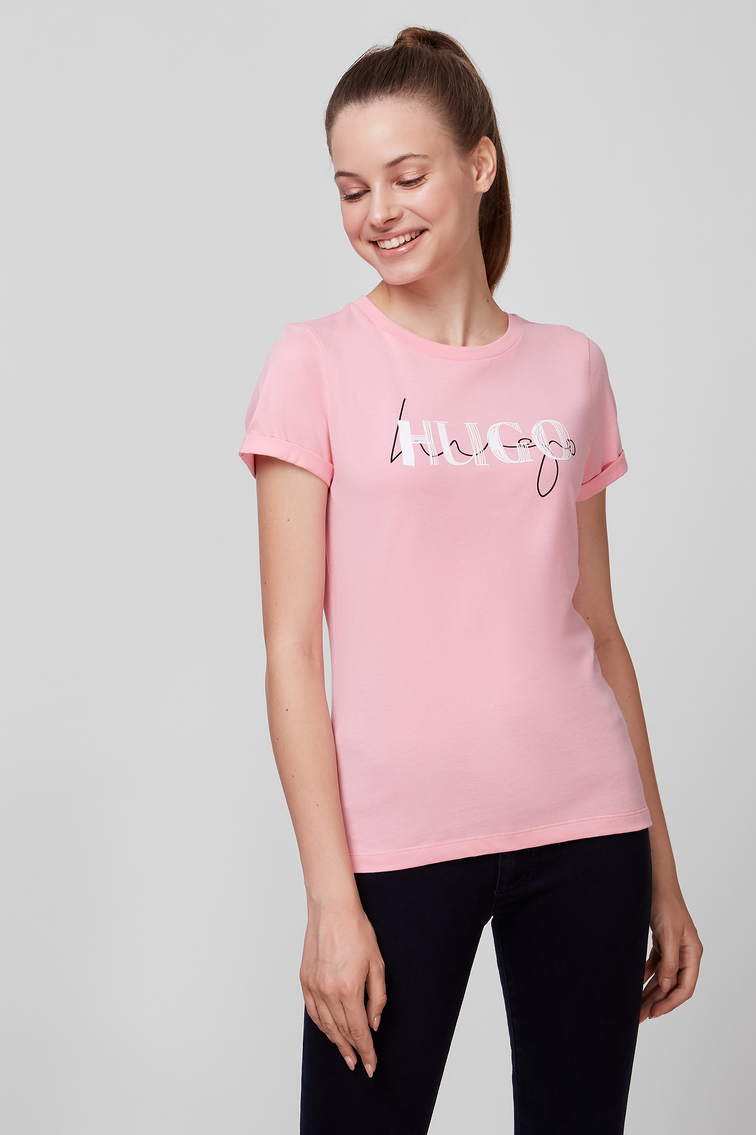 Розовая футболка для девушек HUGO 50453144;674