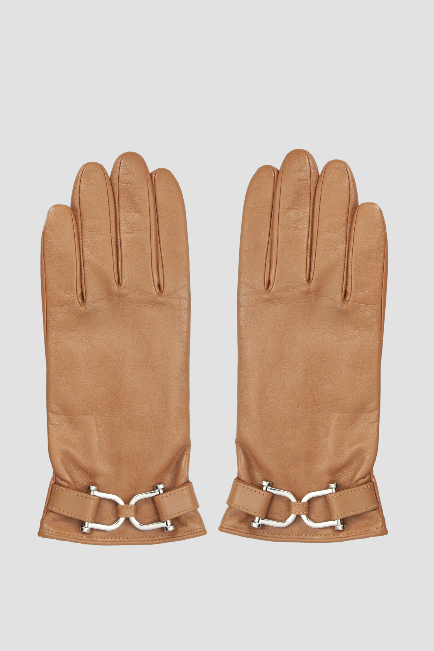 Женские бежевые кожаные перчатки BOSS 50437332;235