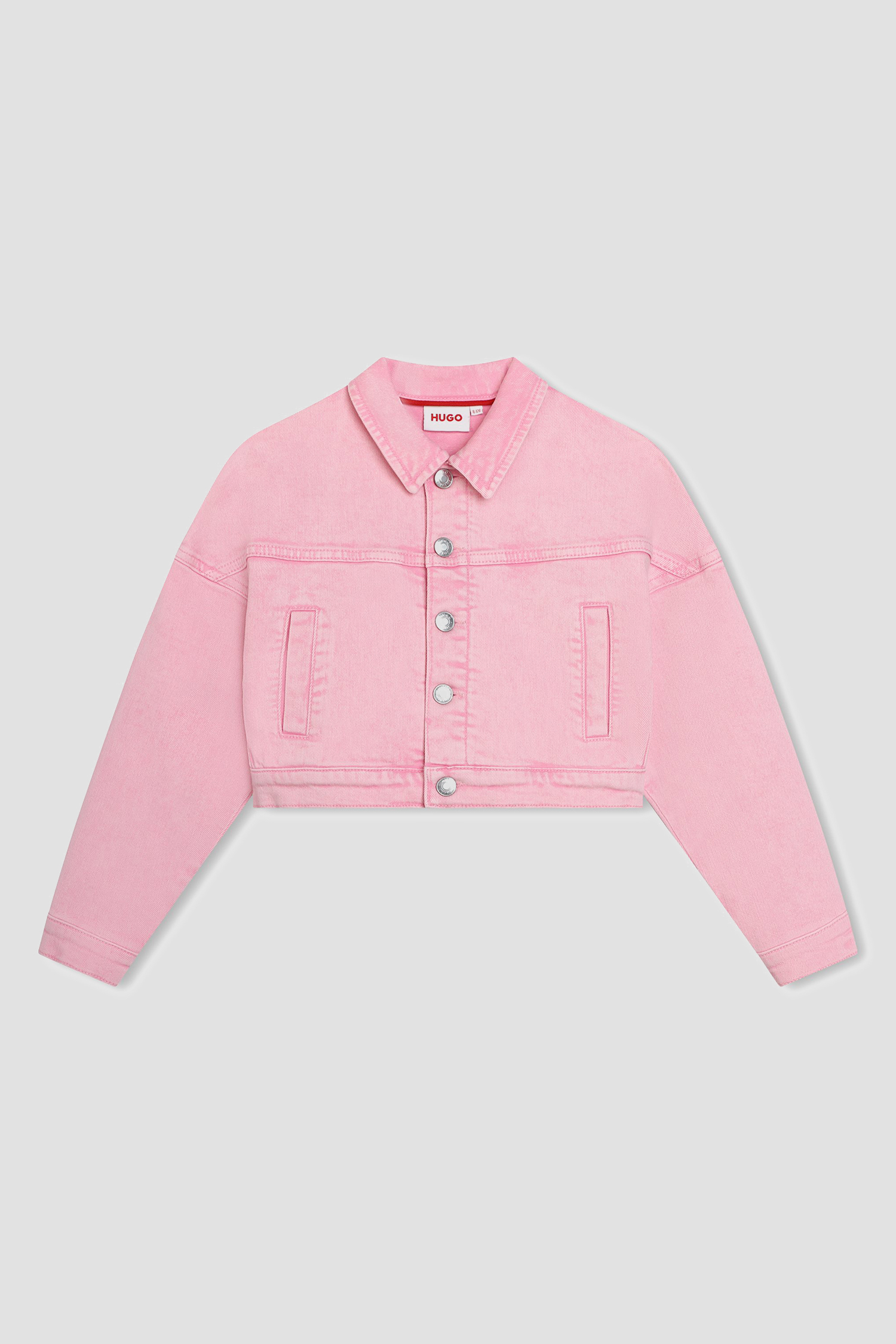 Детская розовая джинсовая куртка HUGO kids G00090;465