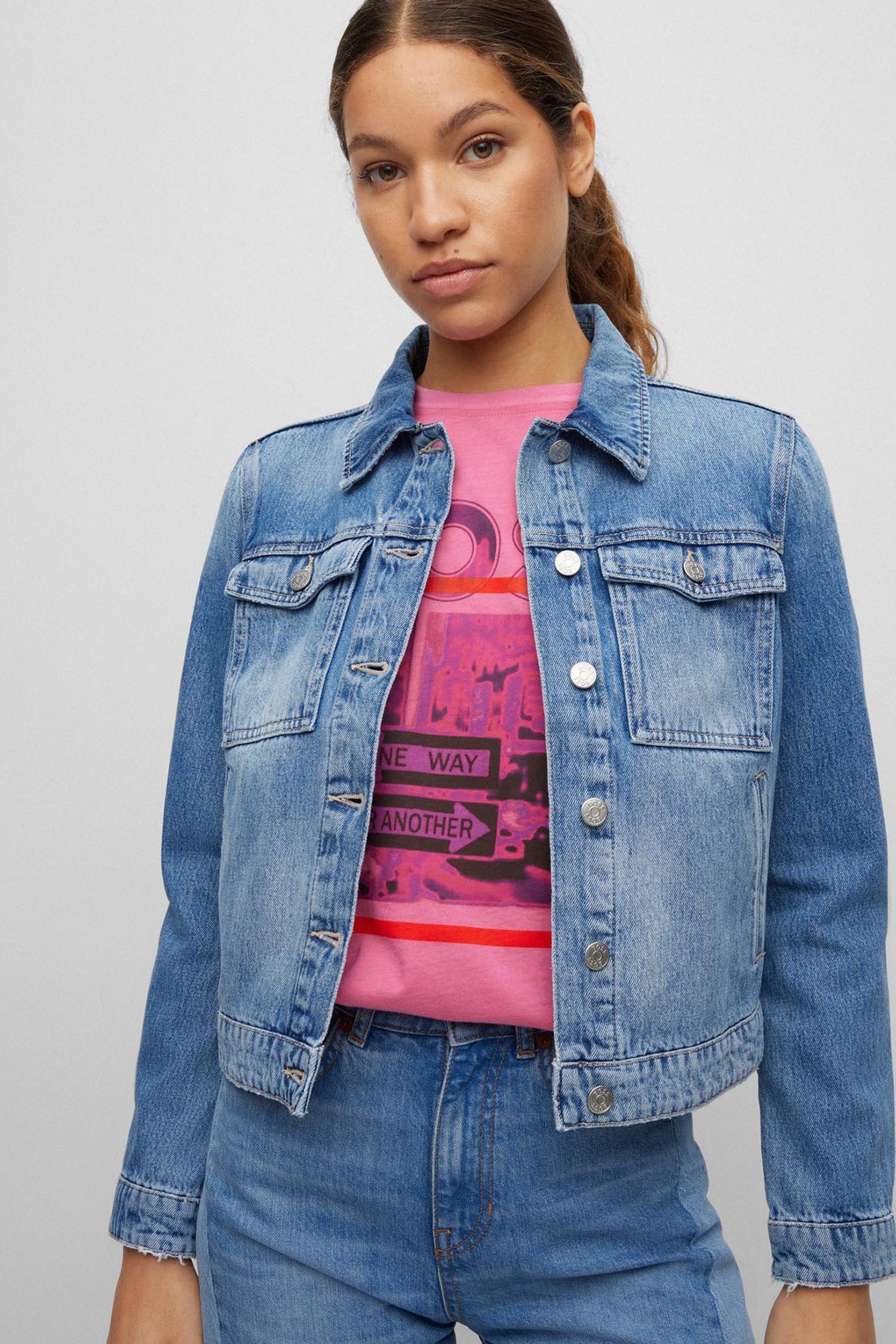 Женская синяя джинсовая куртка BOSS 50501057;400