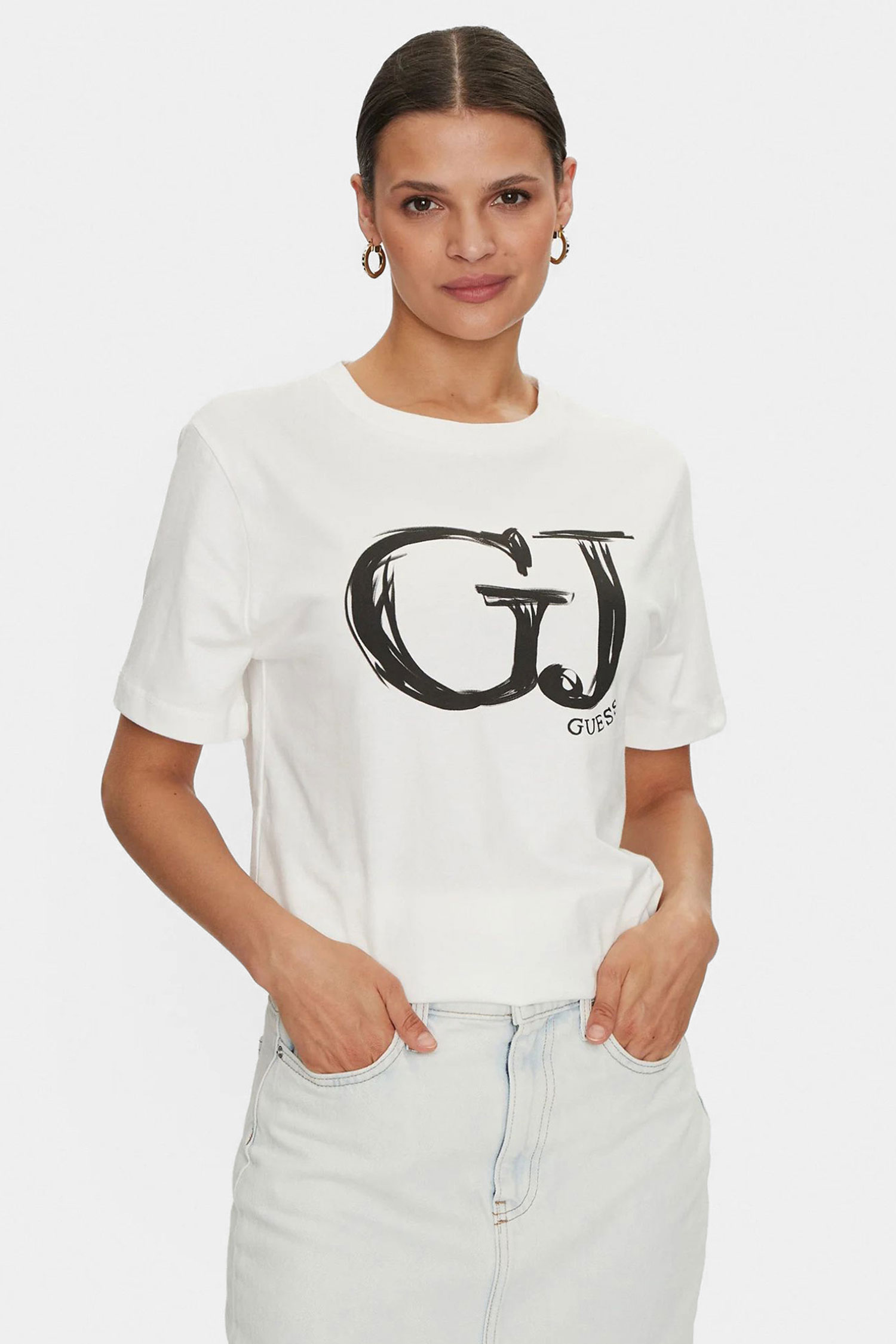 Женская белая футболка Guess V4YI01.K8FQ4;D001
