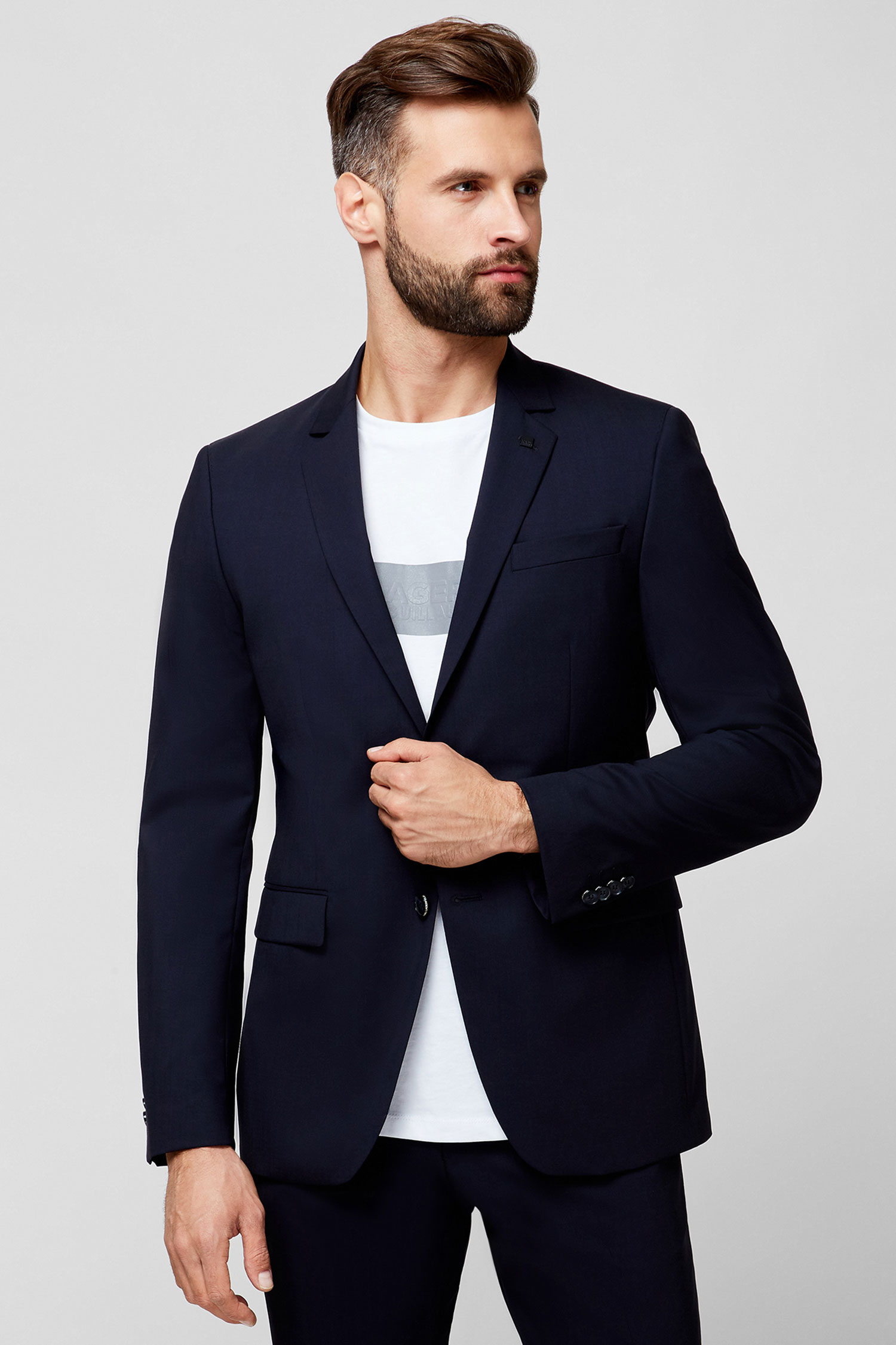 Мужской темно-синий шерстяной пиджак Karl Lagerfeld 500099.155200;690