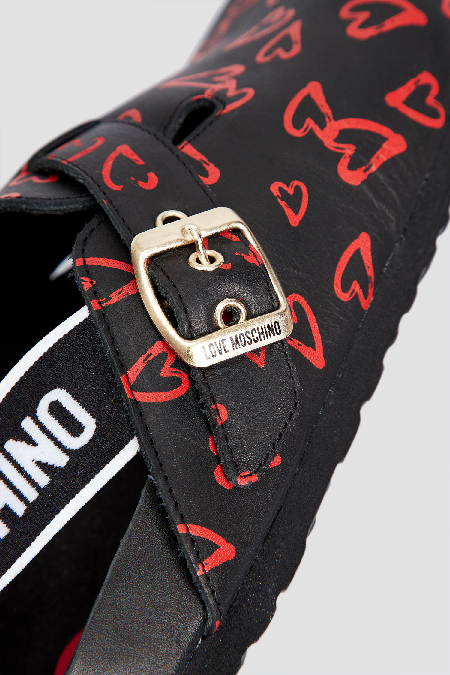 Жіночі чорні шкіряні клоги з візерунком Moschino JA10533G1I.IA0;000