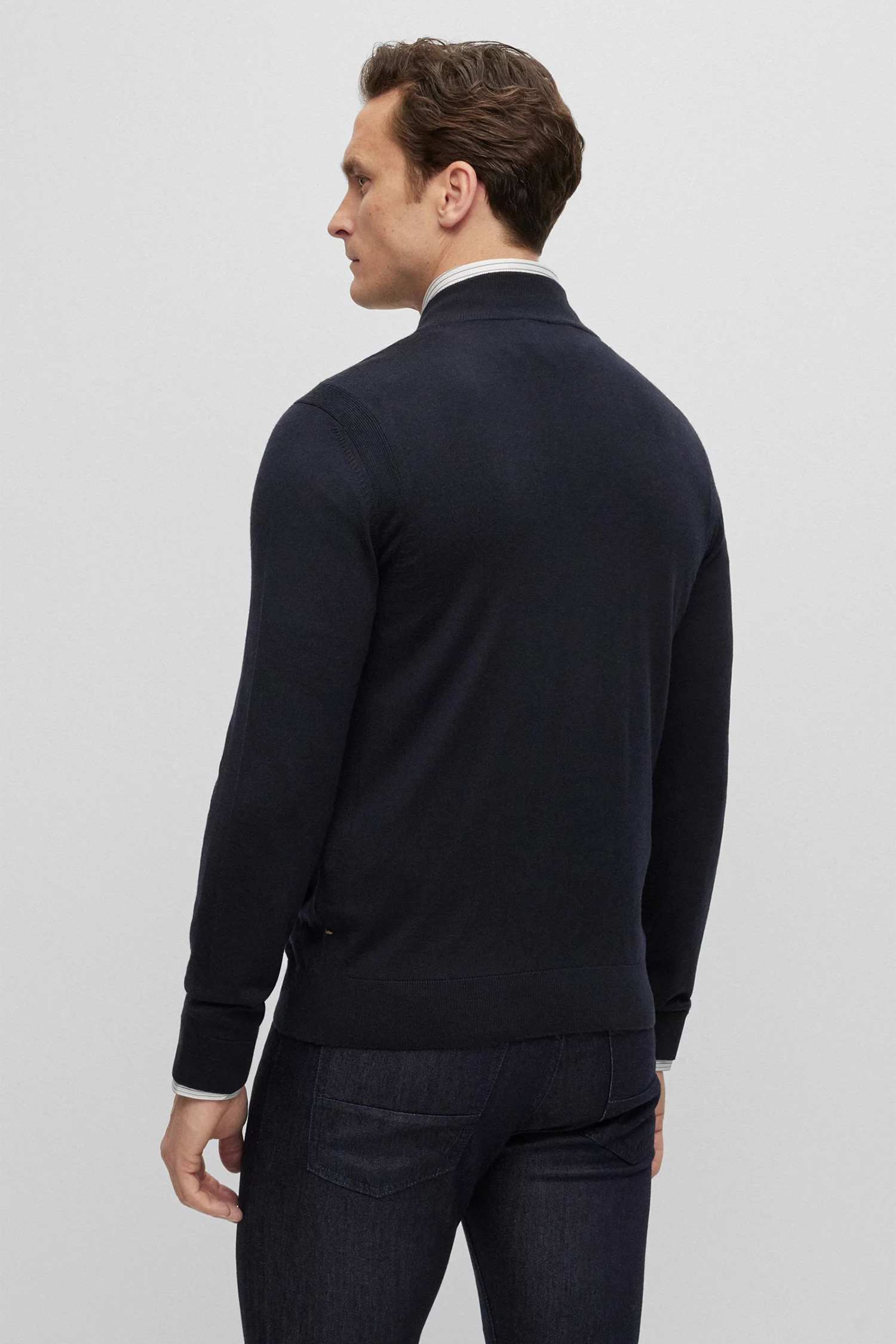 Чоловічий темно-синій вовняний кардиган BOSS 50496925;404