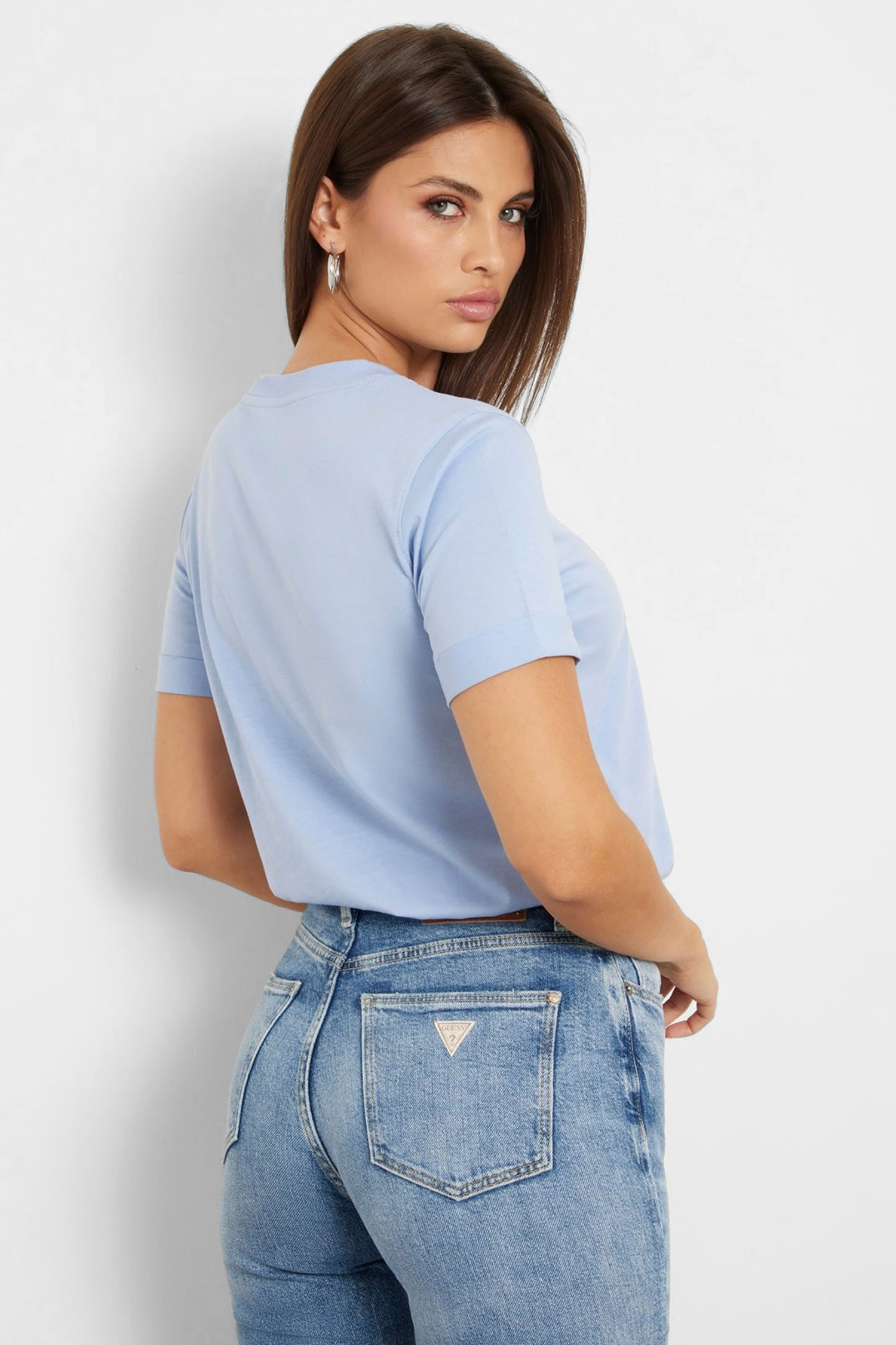 Женская голубая футболка Guess W4YI09.JA914;G76S