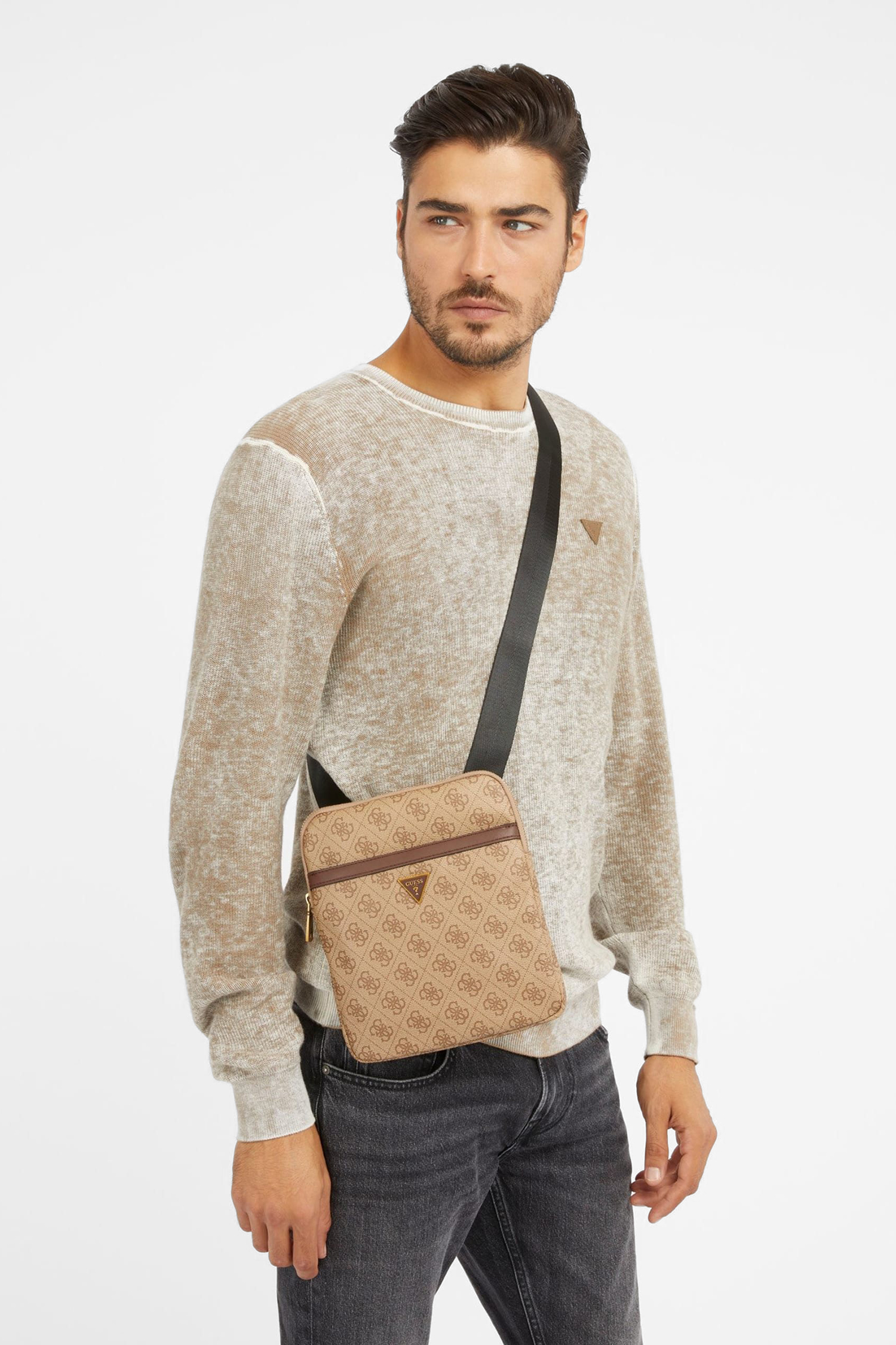 Мужская бежевая сумка с узором Guess HMEVZL.P2223;BBO