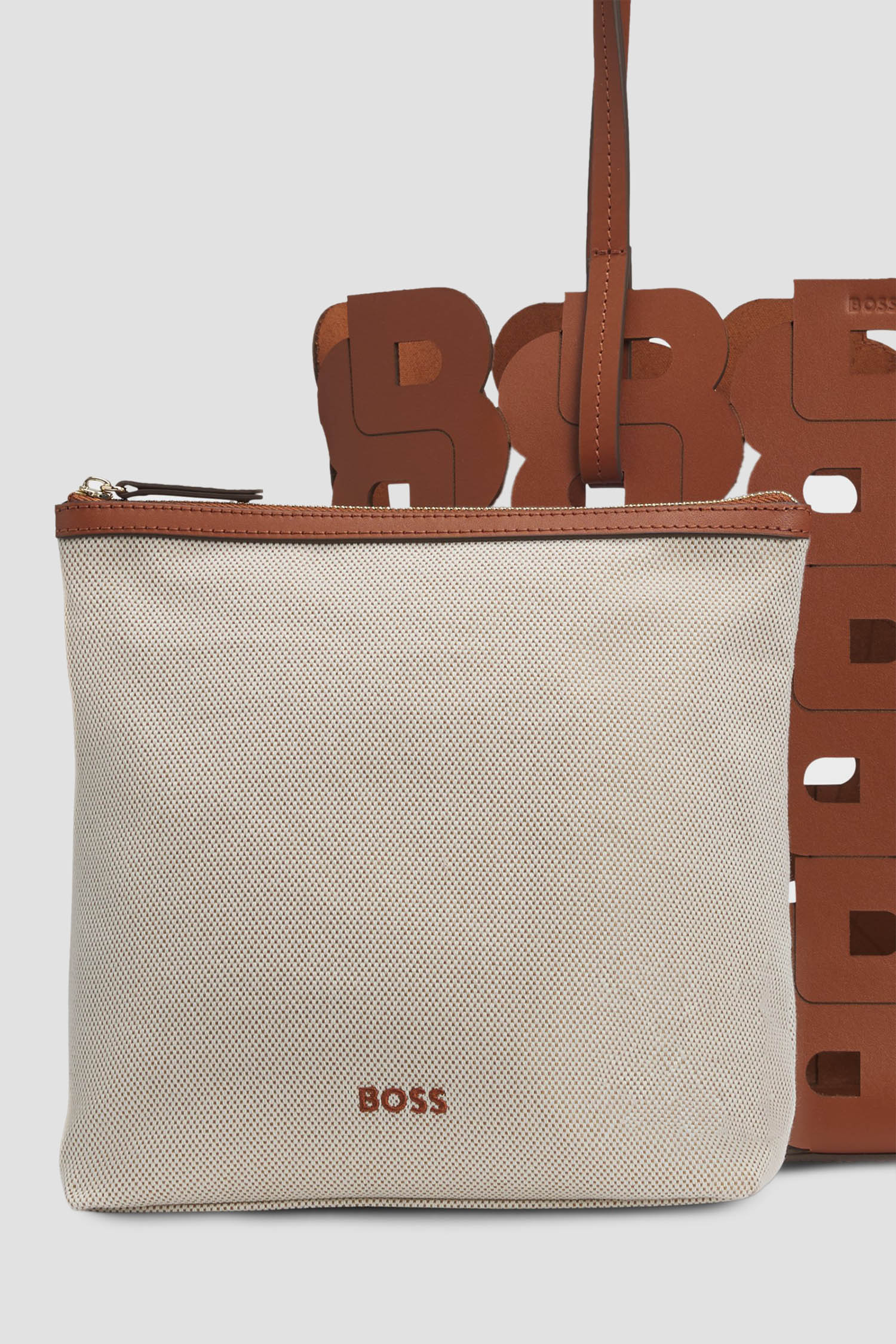 Жіноча коричнева шкіряна сумка з візерунком BOSS 50541981;216