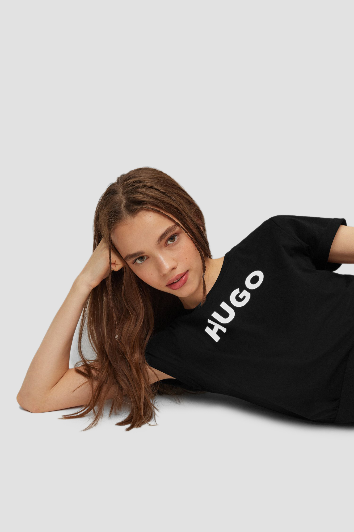 Жіноча чорна футболка HUGO 50473813;001