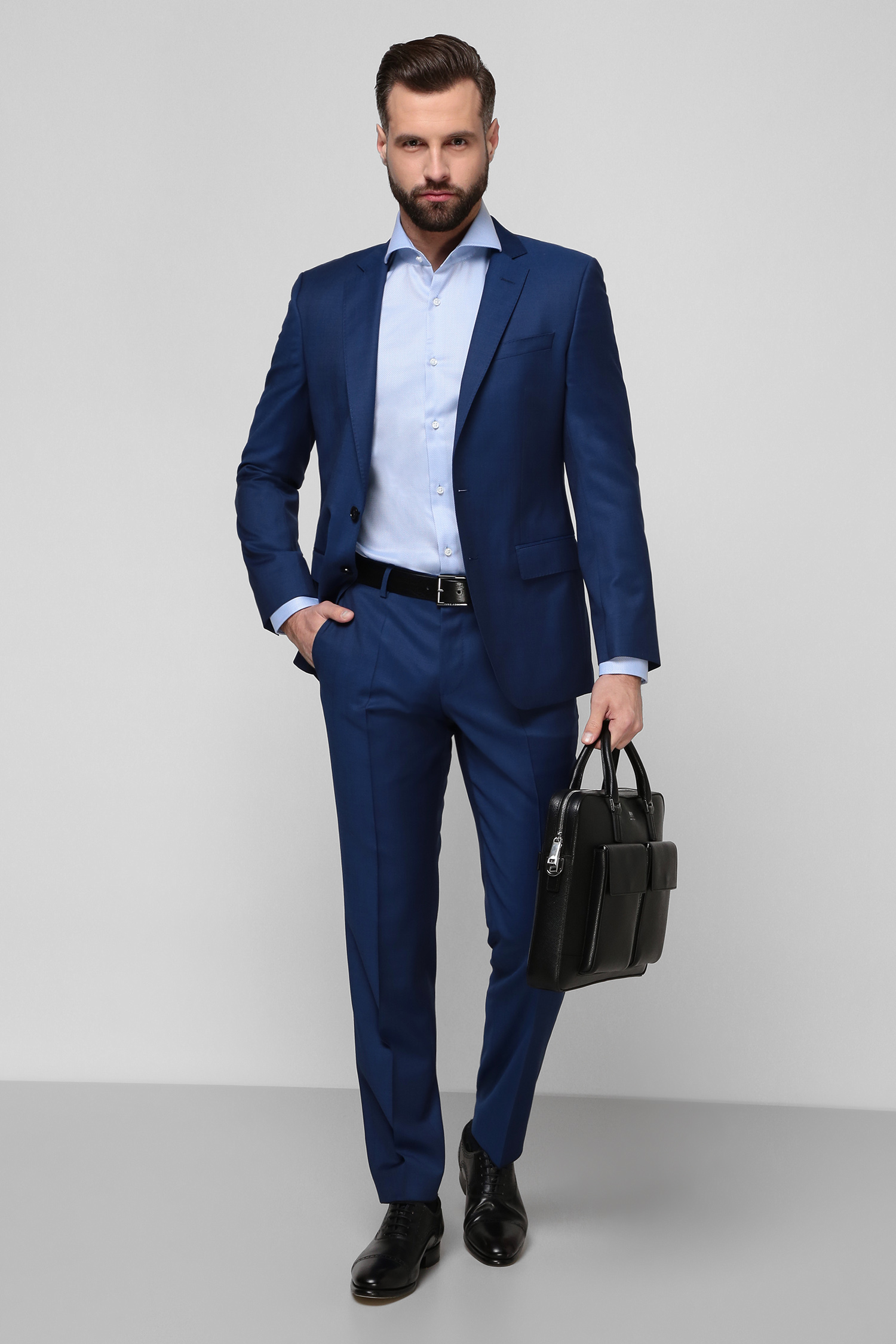 Мужской темно-синий шерстяной костюм (пиджак, брюки) BOSS 50444224;420