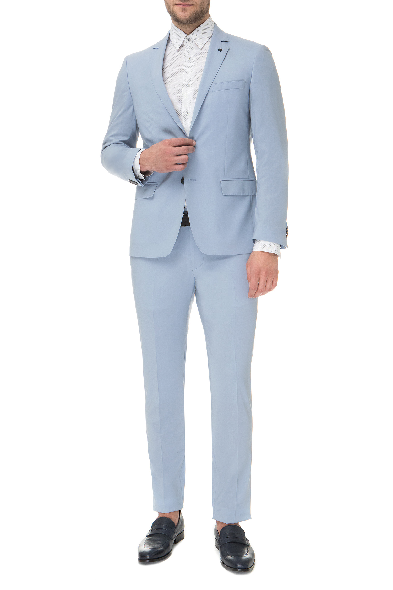 Мужской голубой шерстяной костюм (пиджак, брюки) Karl Lagerfeld 591045.105200;620