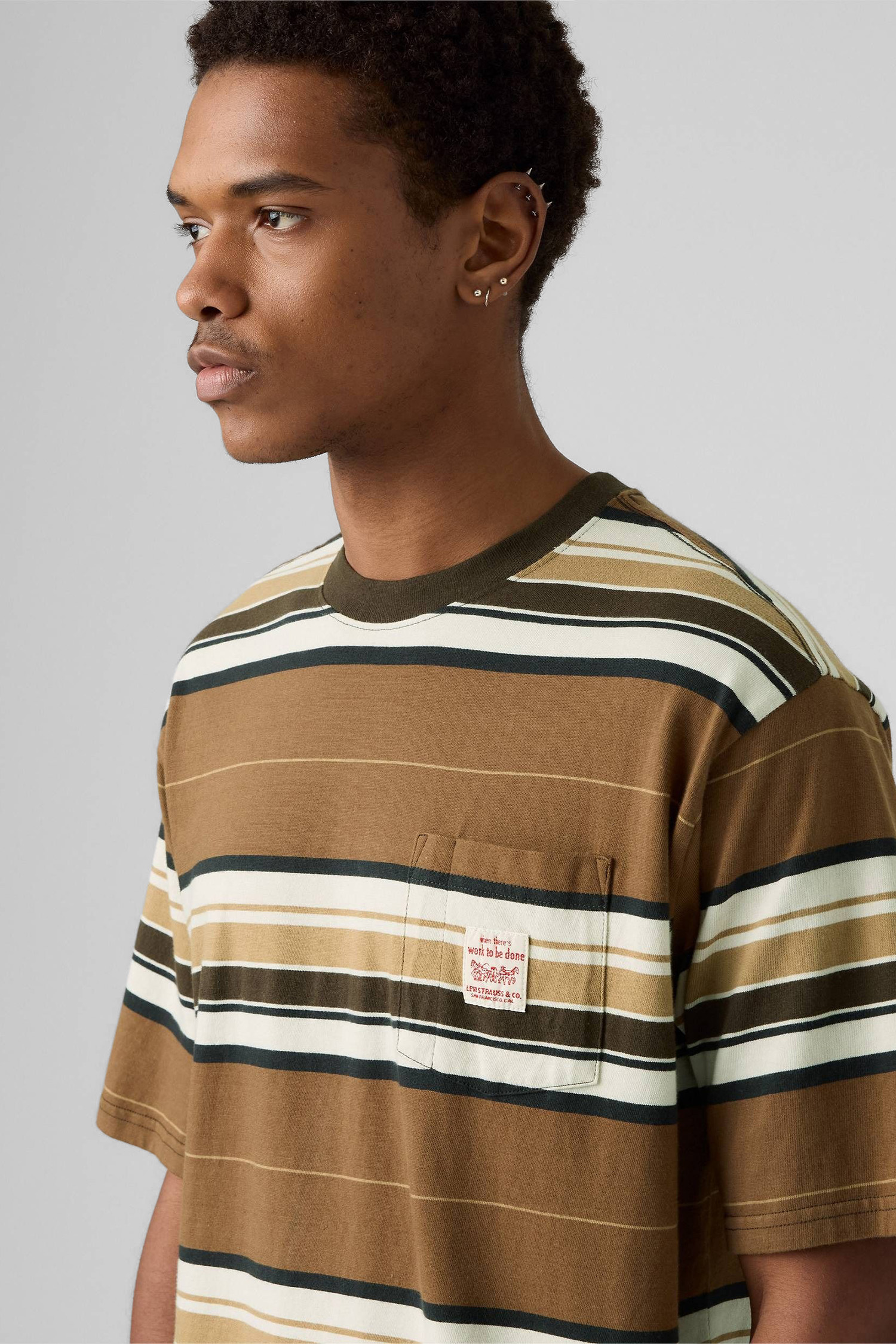 Мужская бежевая футболка в полоску Levi’s® A5850;0019