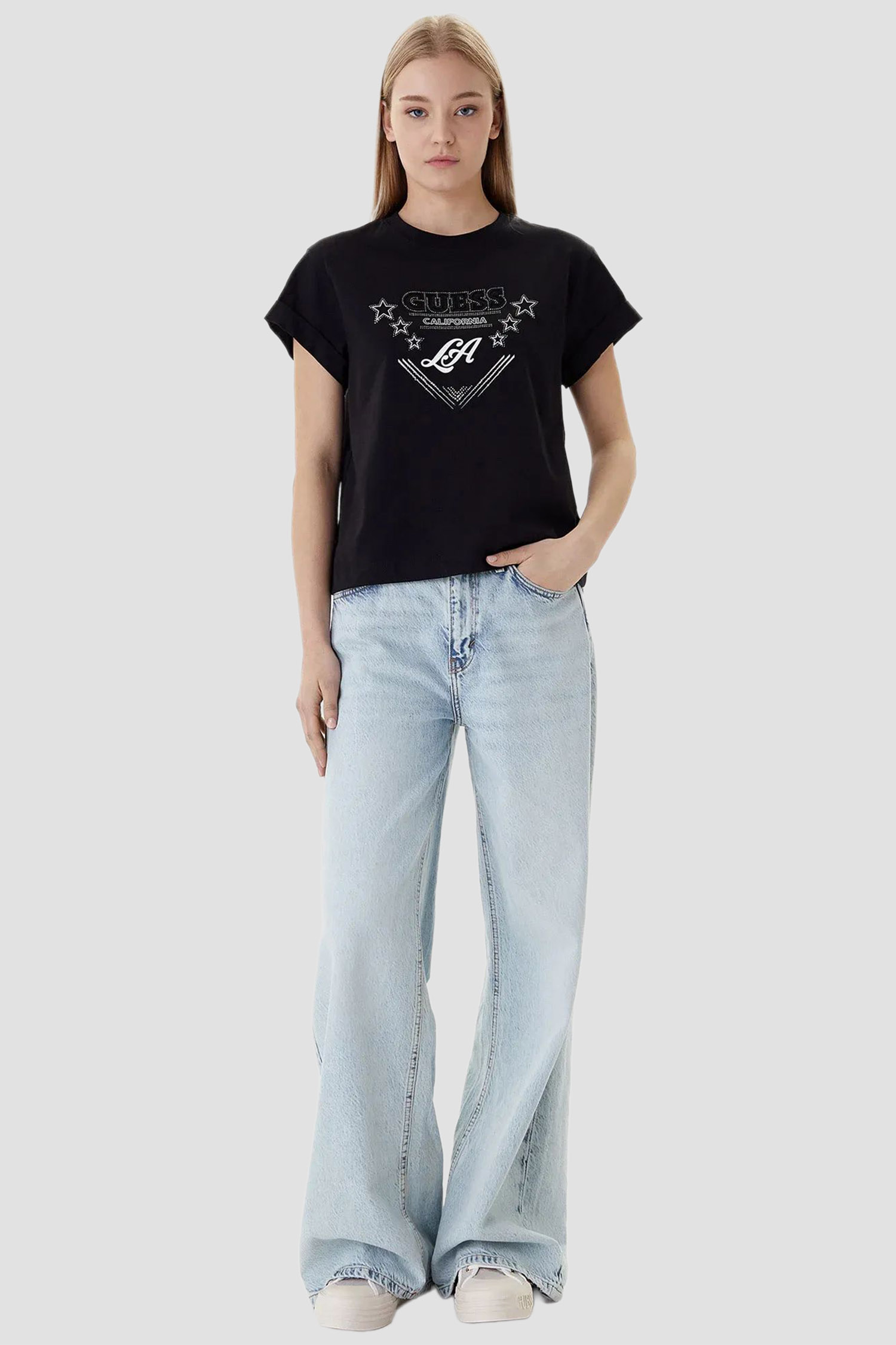 Жіноча чорна футболка Guess W6RI30.I3Z14;JBLK