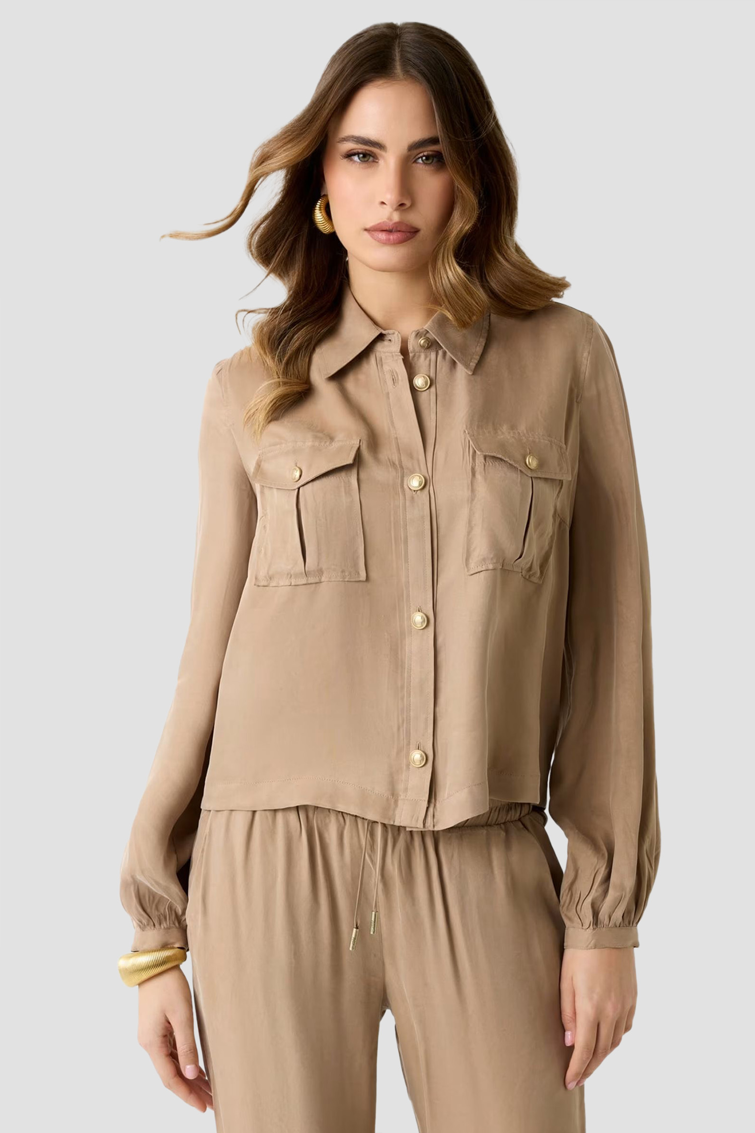 Жіноча бежева сорочка Guess W6GH22.W1789;G1DQ