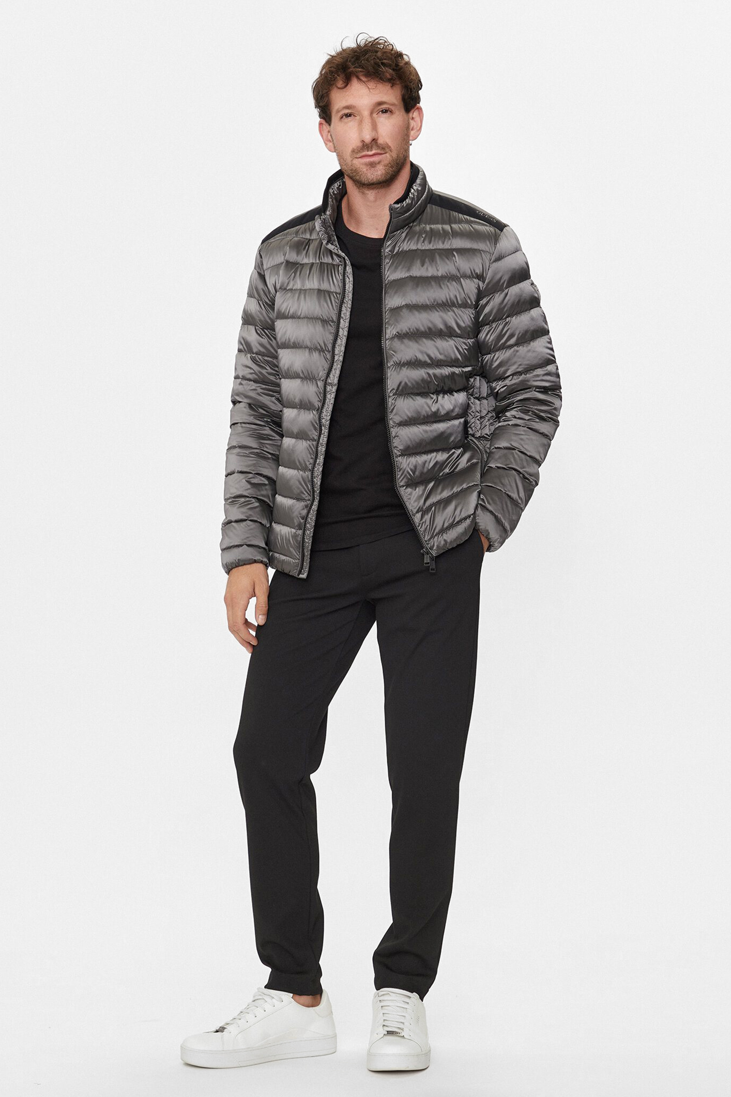 Мужской серый пуховик Guess M1RL47.WDQ50;G9A4