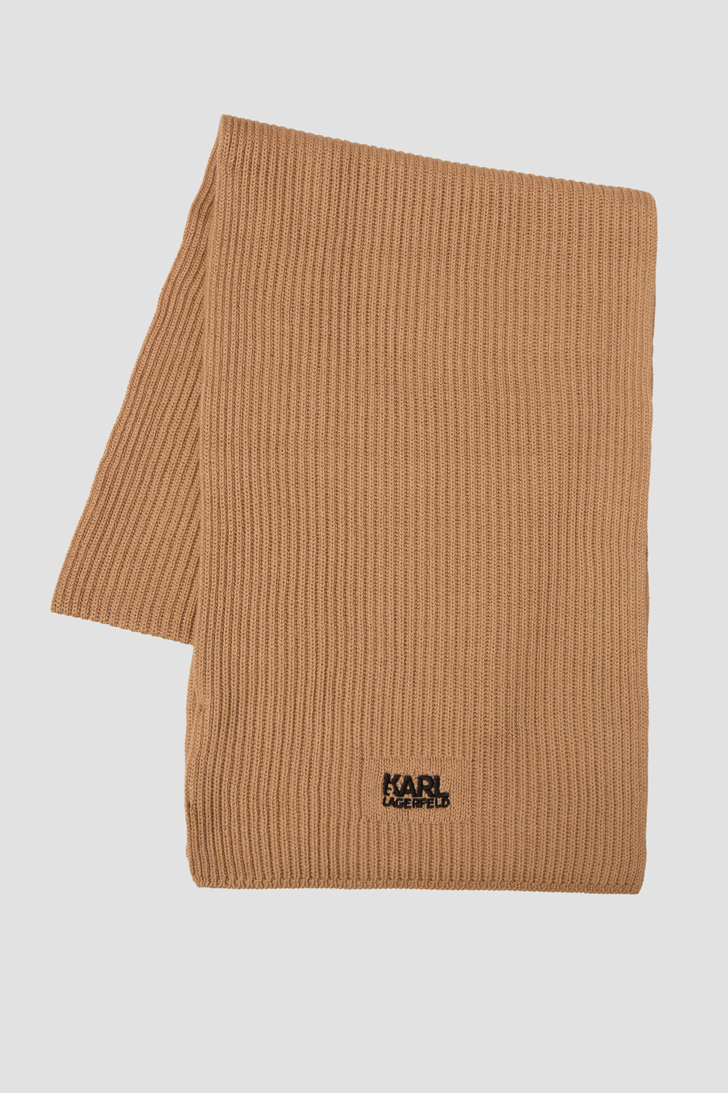 Мужской бежевый шерстяной шарф Karl Lagerfeld 554305.805000;430