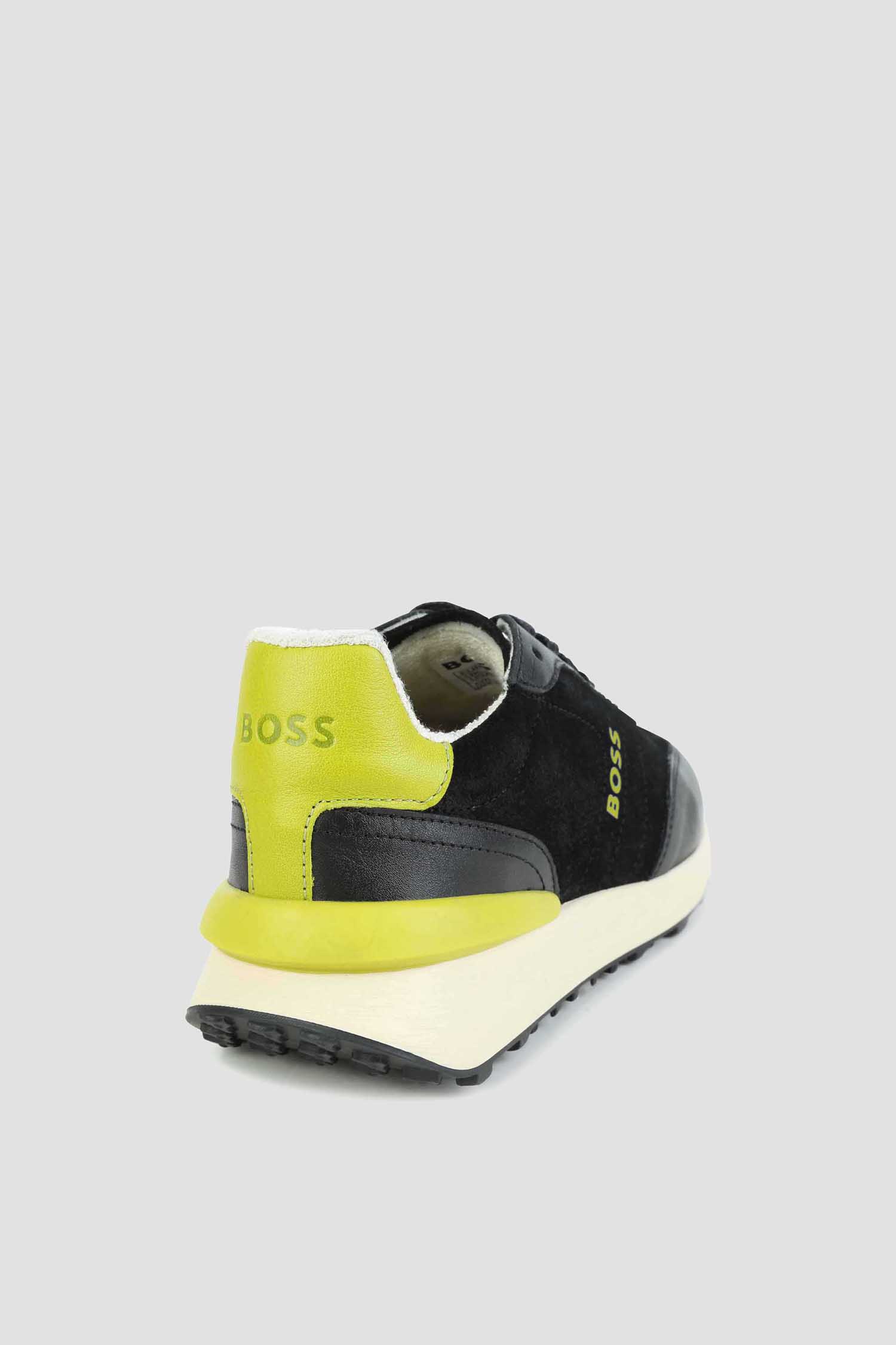 Дитячі чорні шкіряні кросівки BOSS kids J29352;09B