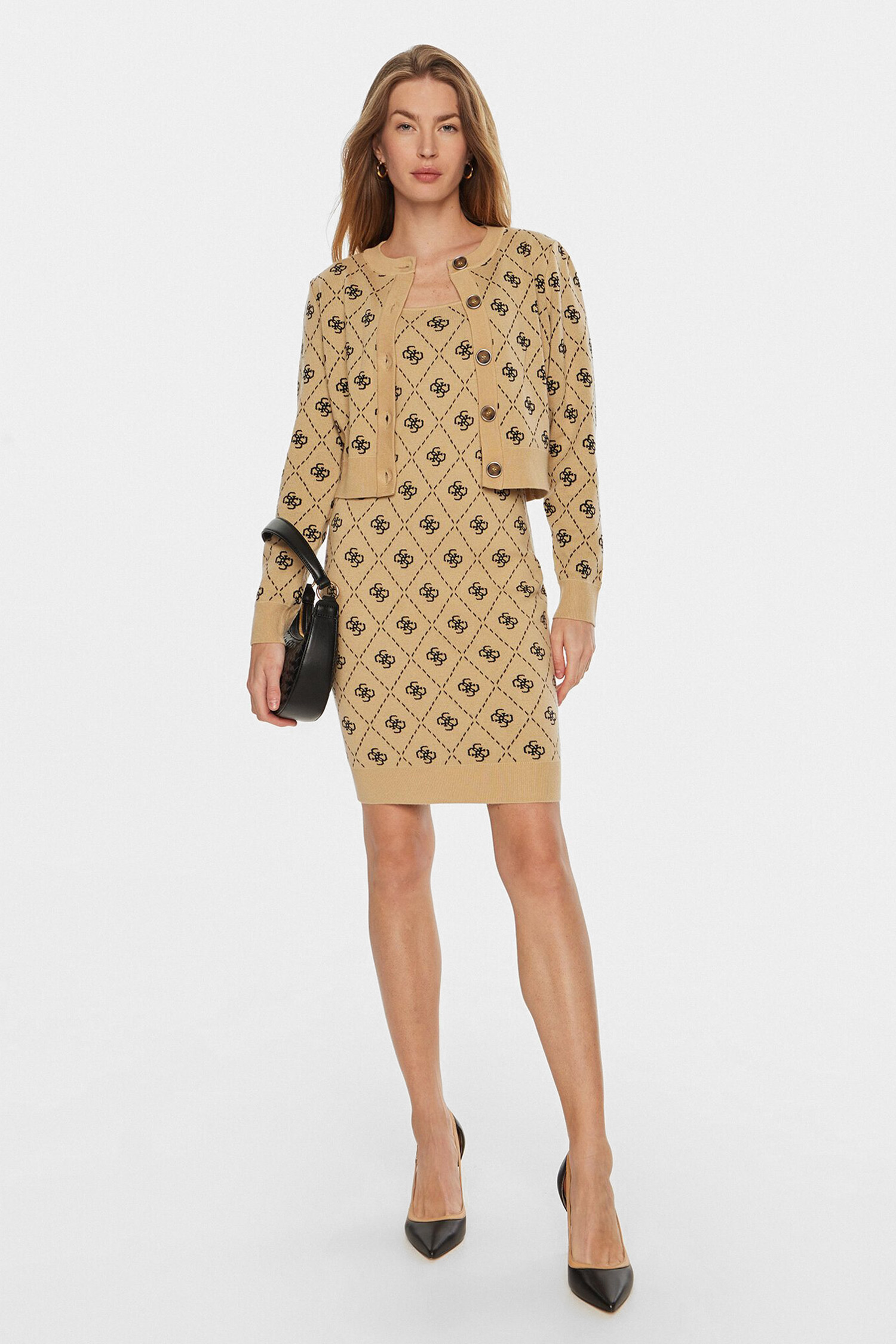 Женское бежевое платье с узором Guess W4BK98.Z3JD2;FN3N