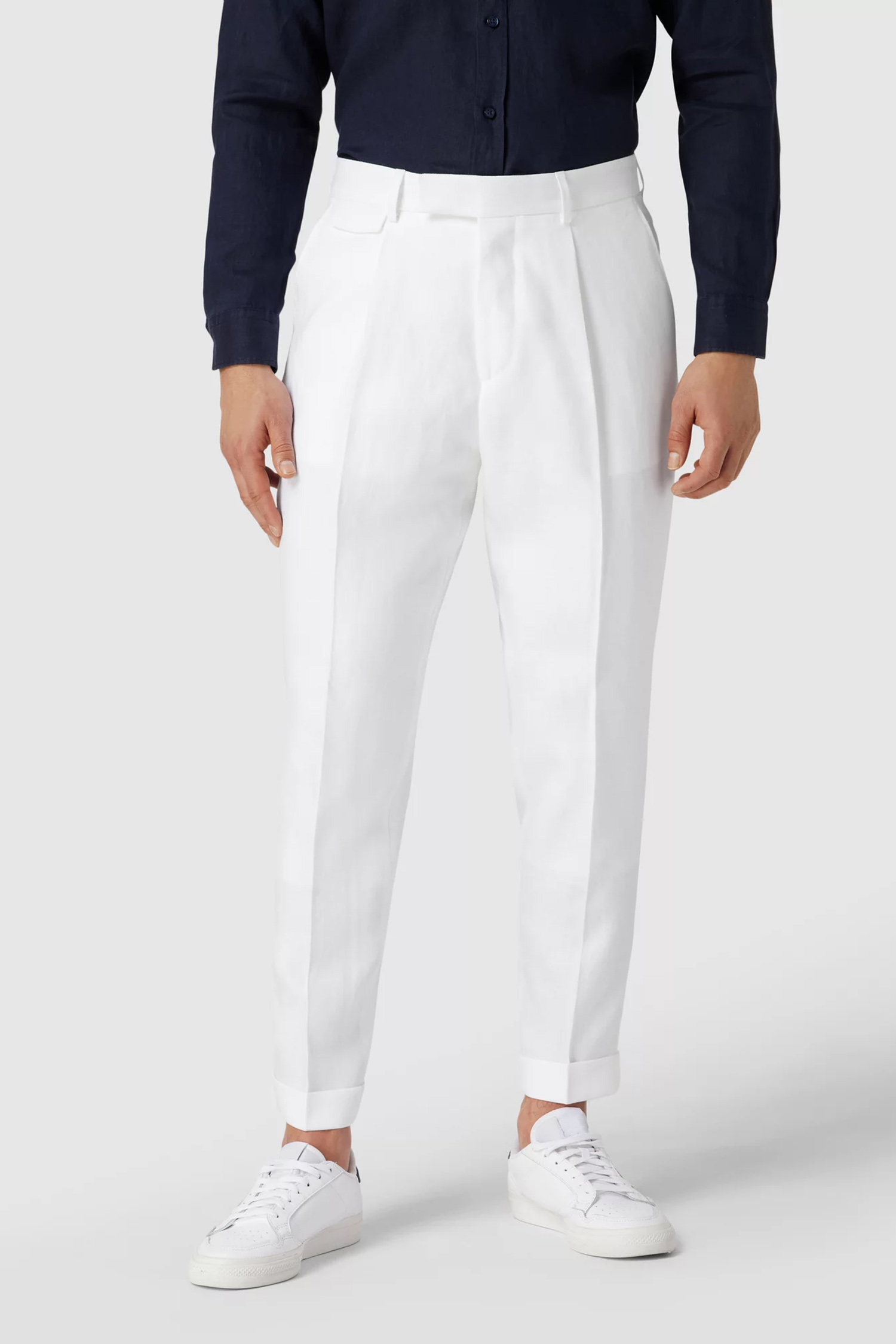Мужские белые льняные брюки BOSS 50468775;100