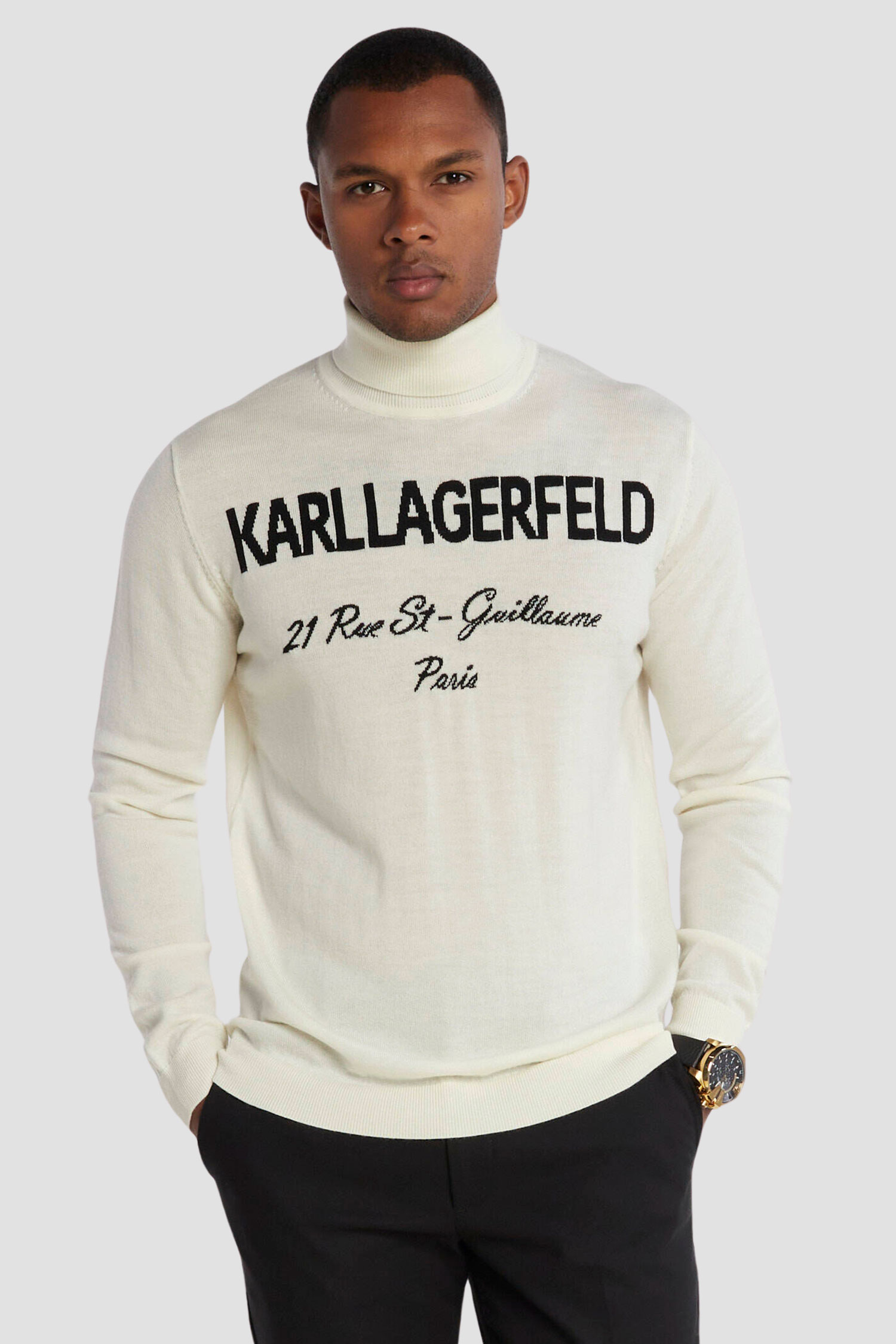 Мужской белый шерстяной гольф Karl Lagerfeld 534399.655020;89