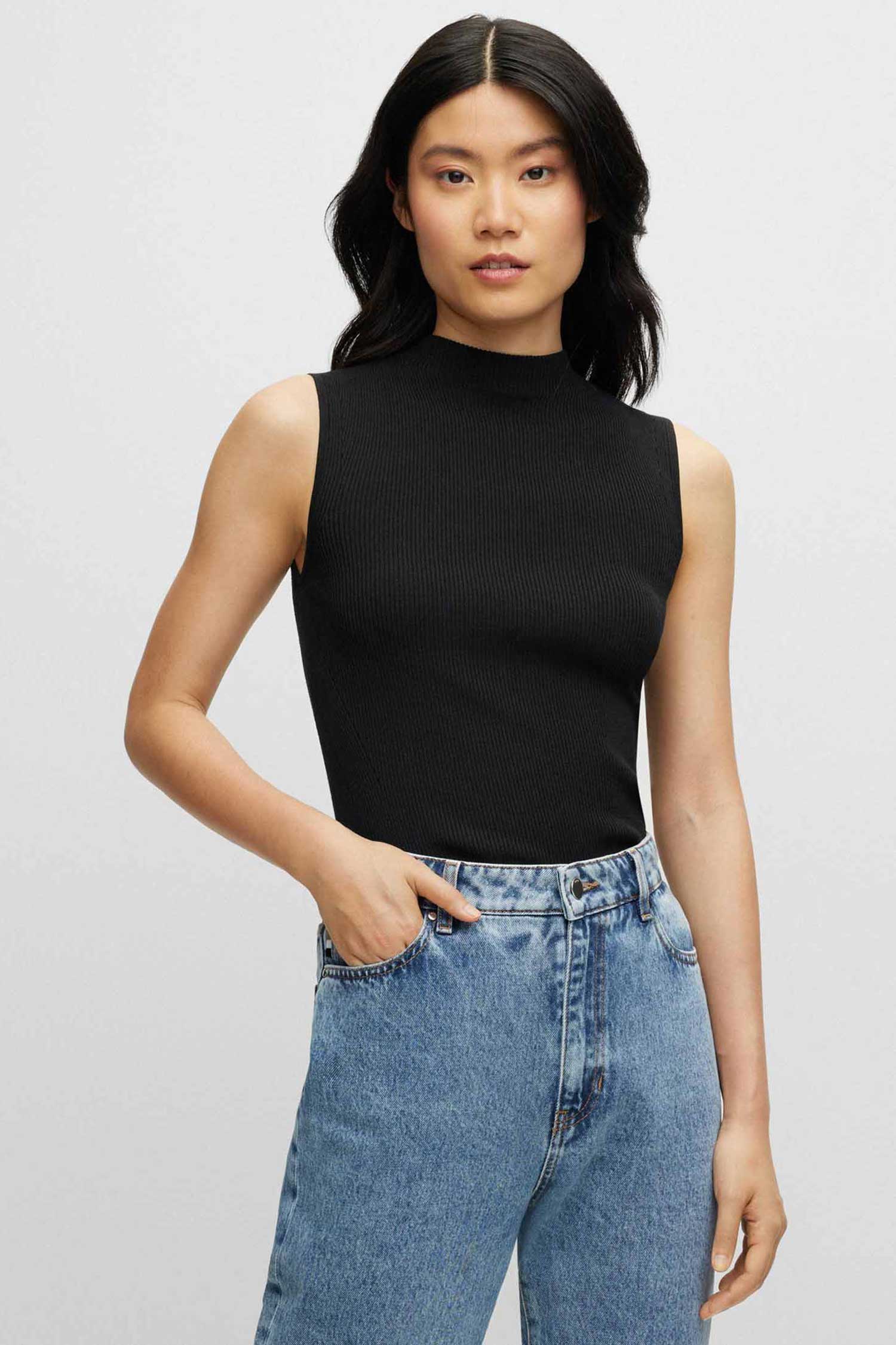 Жіночий чорний топ BOSS 50473237;001