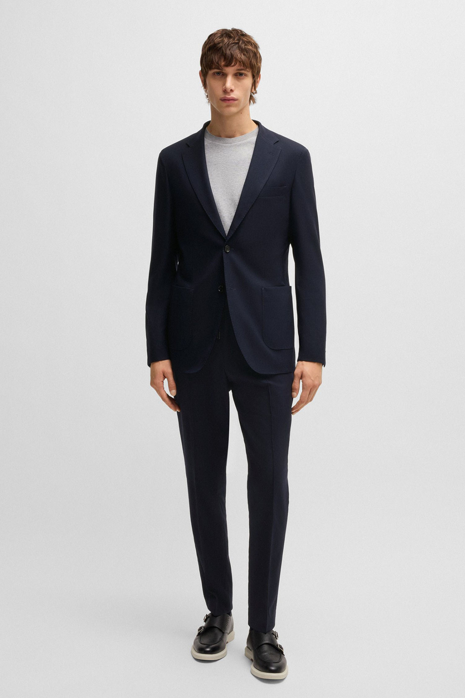 Мужской темно-синий шерстяной блейзер BOSS 50533269;404