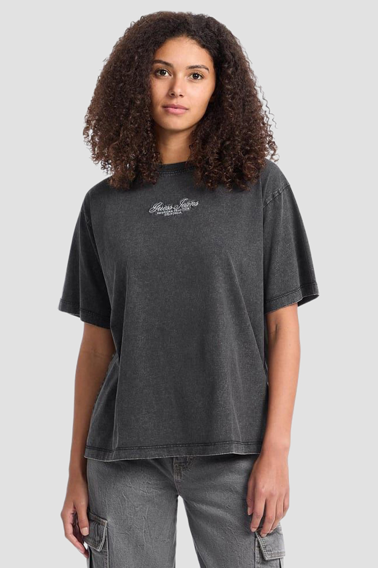 Женская темно-серая футболка Guess Jeans W5YI25.K8HM0;JBLK