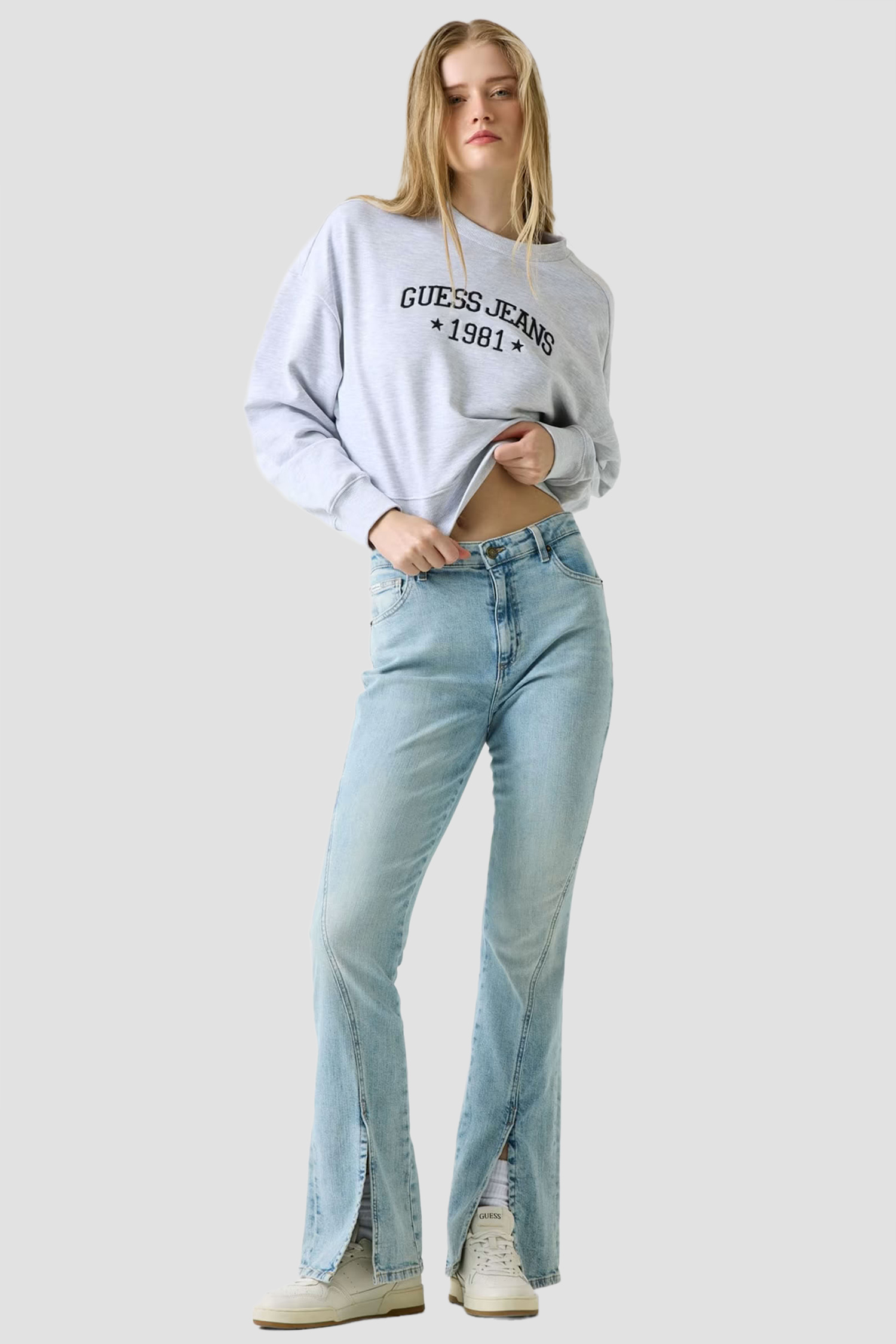 Женский серый свитшот Guess Jeans W6RQ03.K68I4;H91N