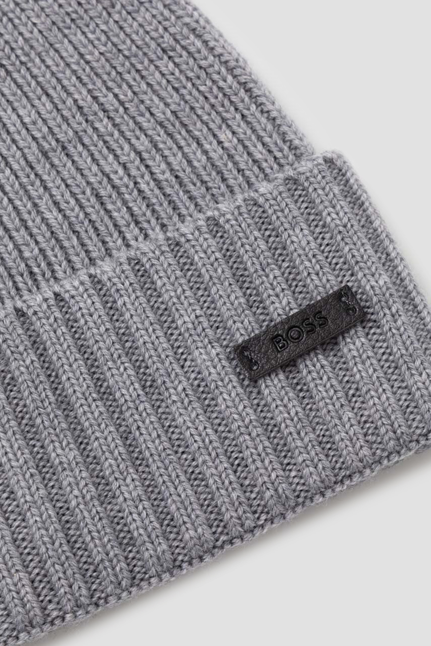 Мужская серая шерстяная шапка BOSS 50495306;041