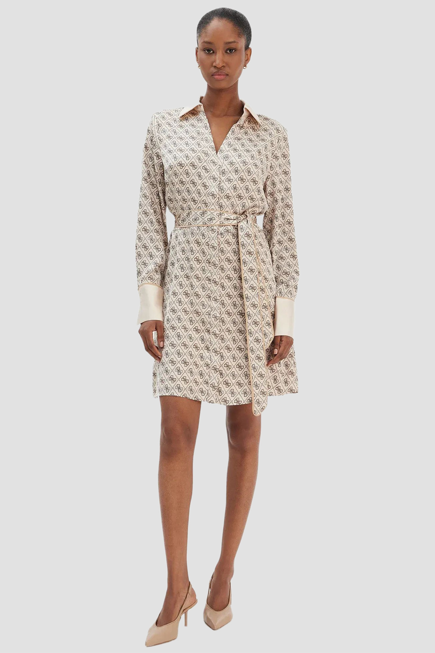 Жіноча бежева сукня з візерунком Guess W6RK90.WF1T2;P1WE