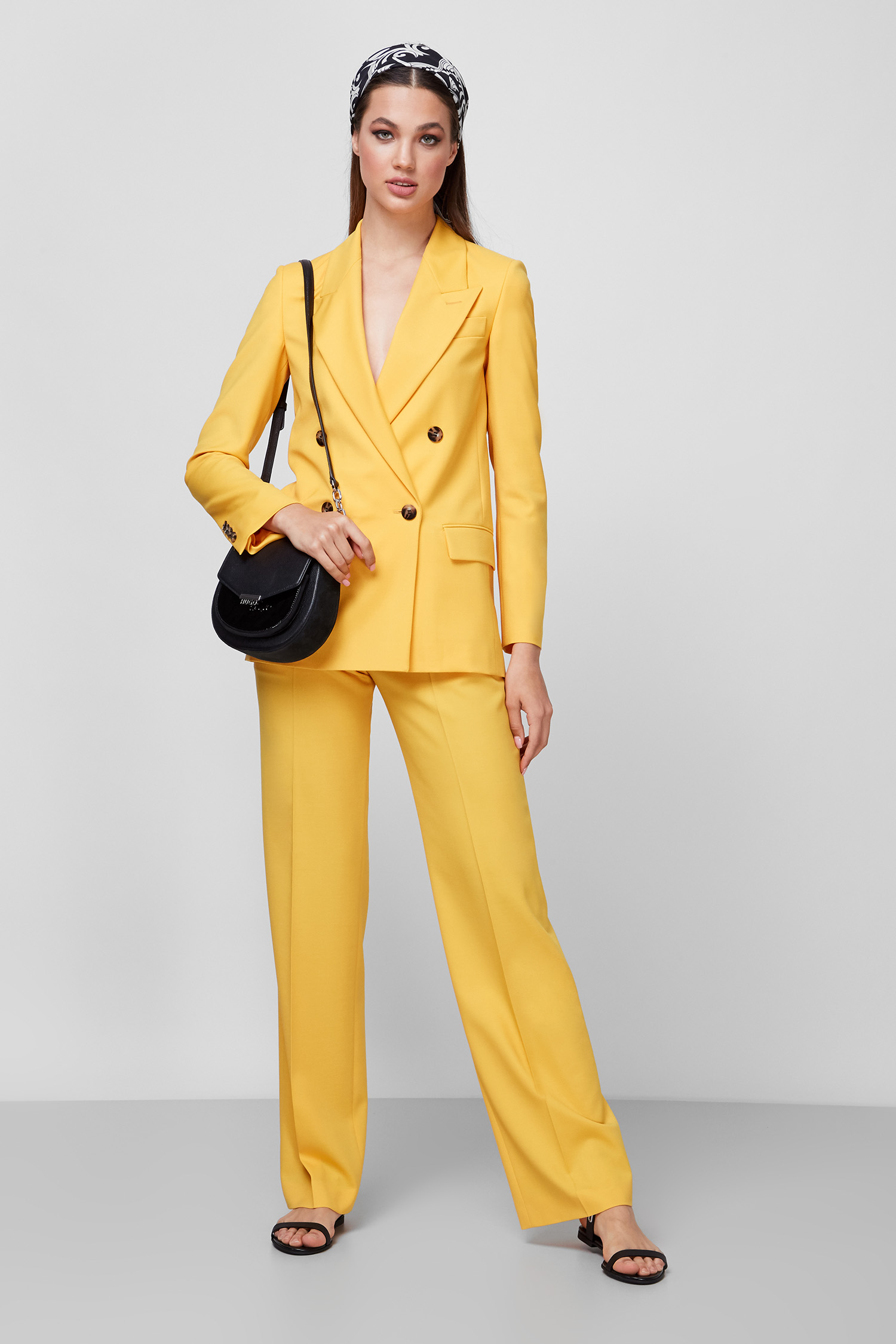 Женские желтые шерстяные брюки HUGO 50450246;733