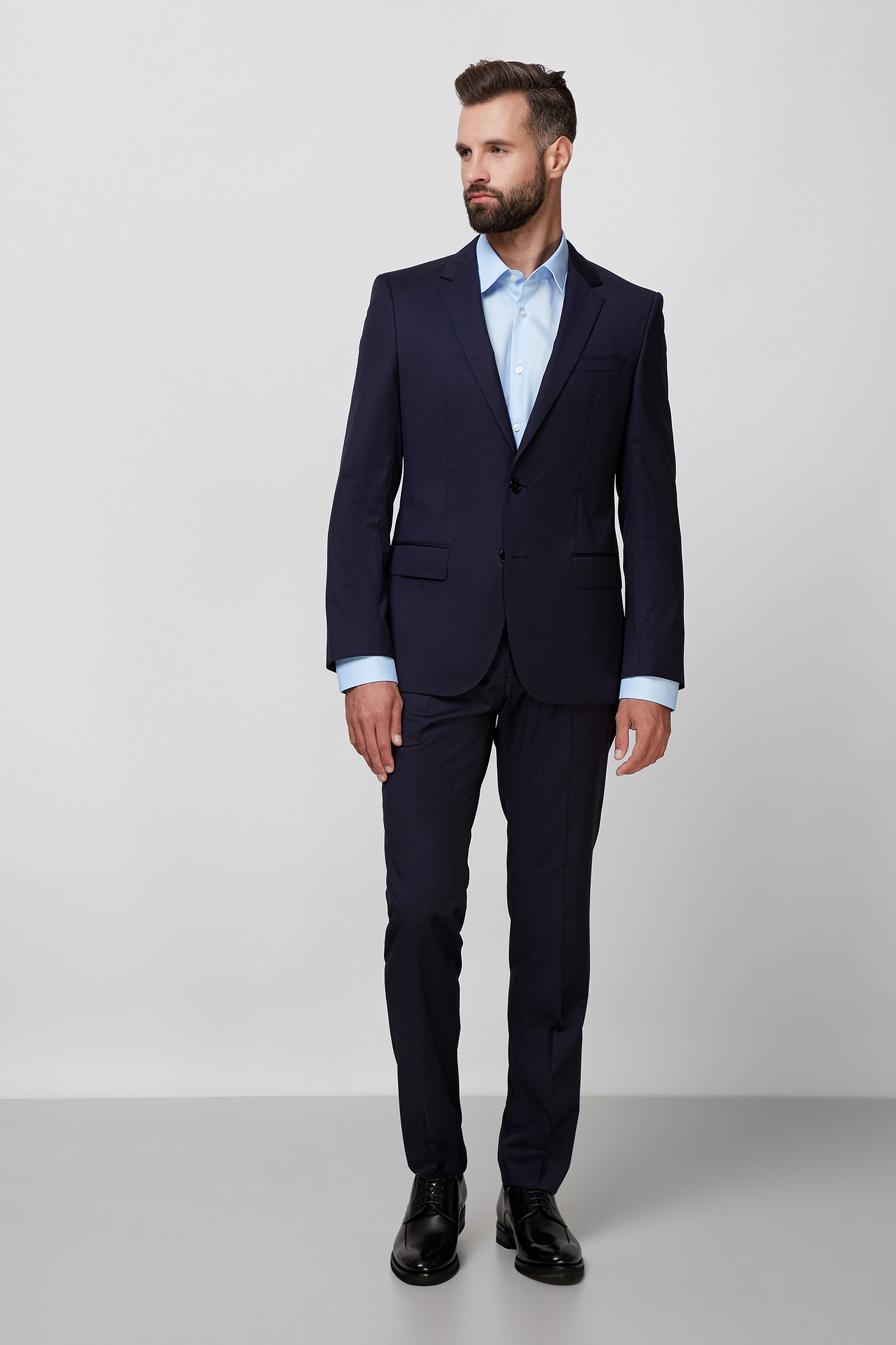 Мужской темно-синий шерстяной костюм (пиджак, брюки) BOSS 50318498К;401