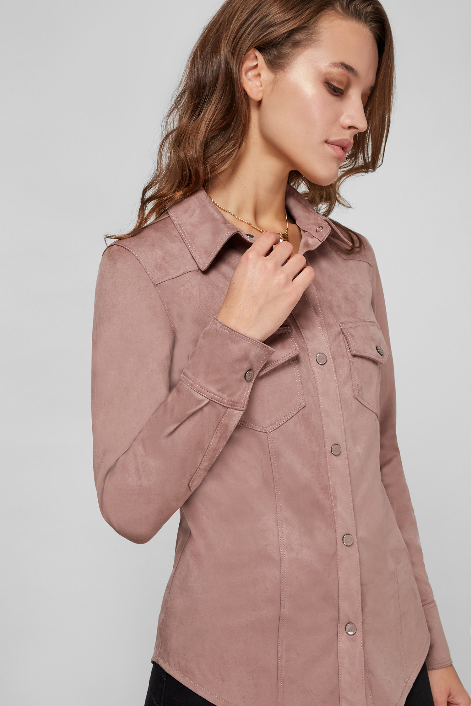 Женская пудровая рубашка Guess W1BH13.WE5D0;G66F