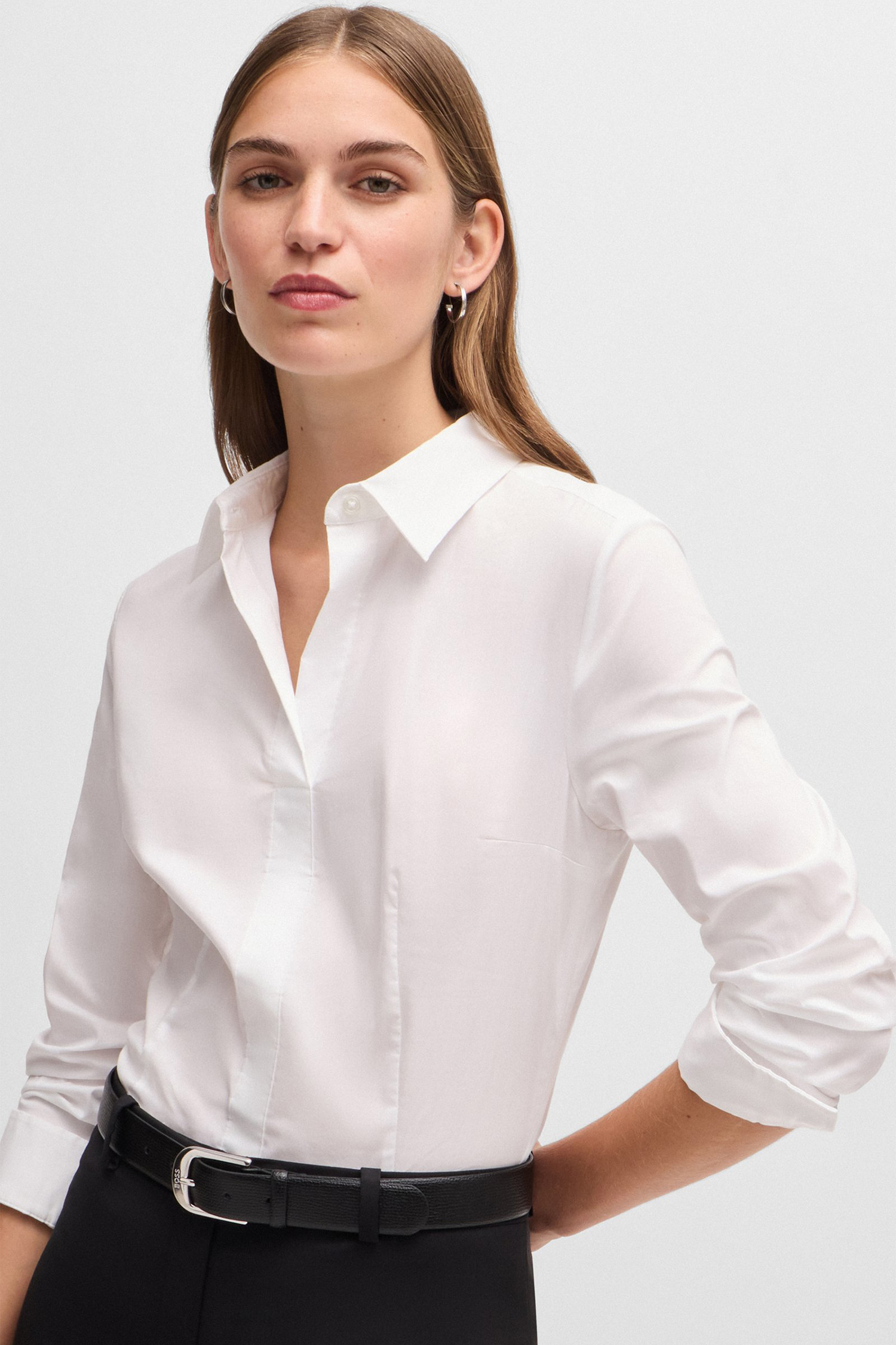 Жіноча біла сорочка BOSS 50499433;100