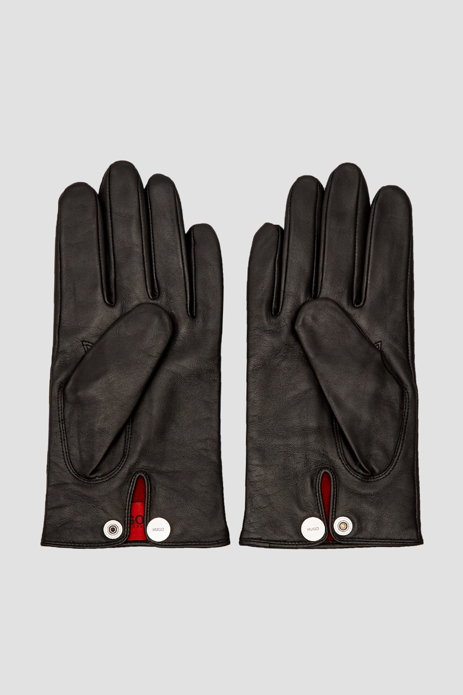 Мужские черные кожаные перчатки HUGO 50456602;001