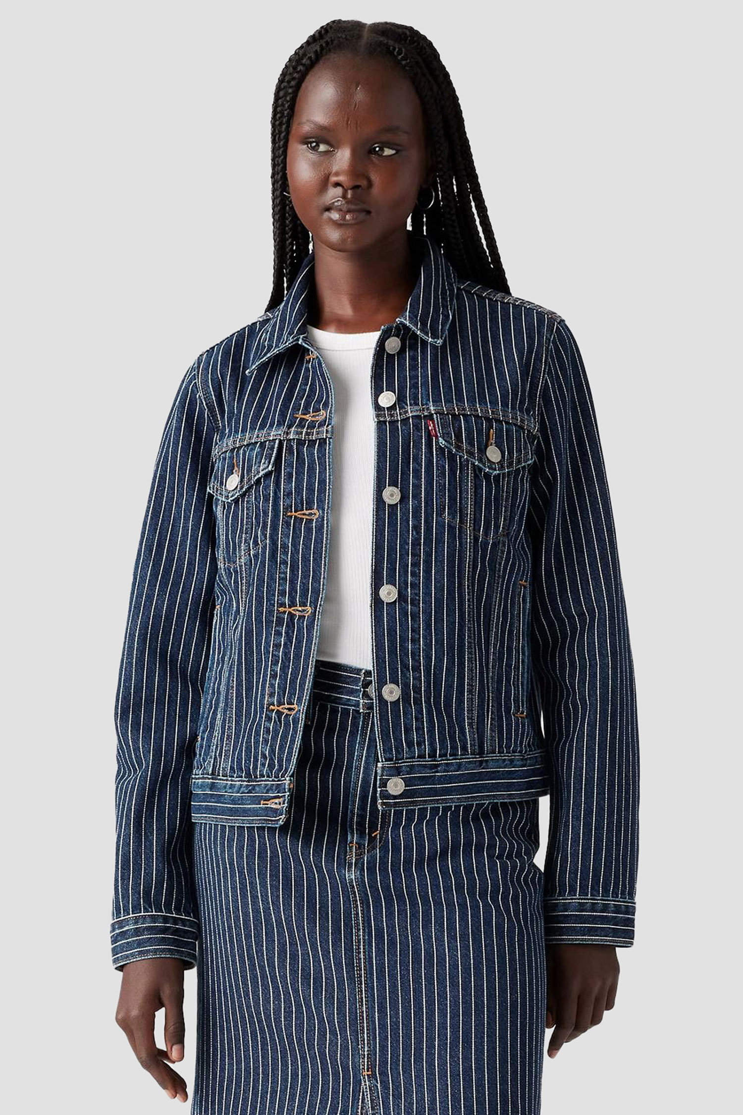 Женская темно-синяя джинсовая куртка в полоску Levi’s® 29945;0198