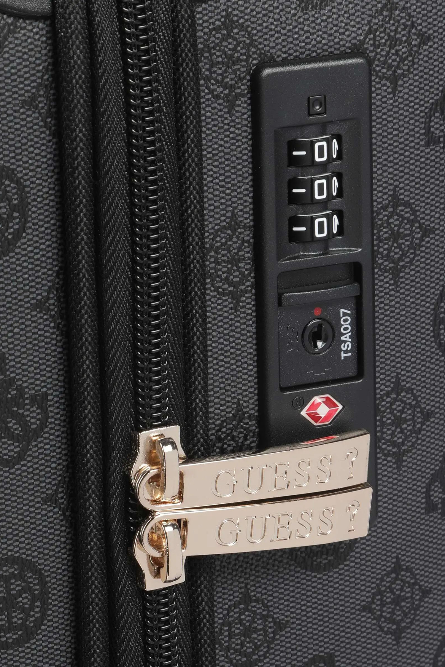 Темно-серый чемодан с узором Guess TWY745.29830;CHC