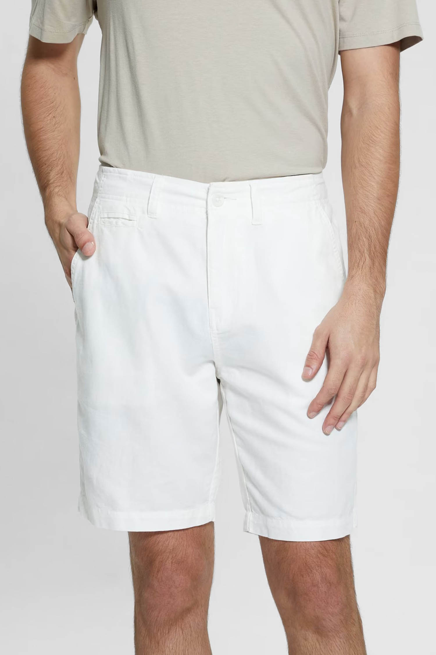 Мужские белые льняные шорты Guess M4GB59.WG8B0;G018