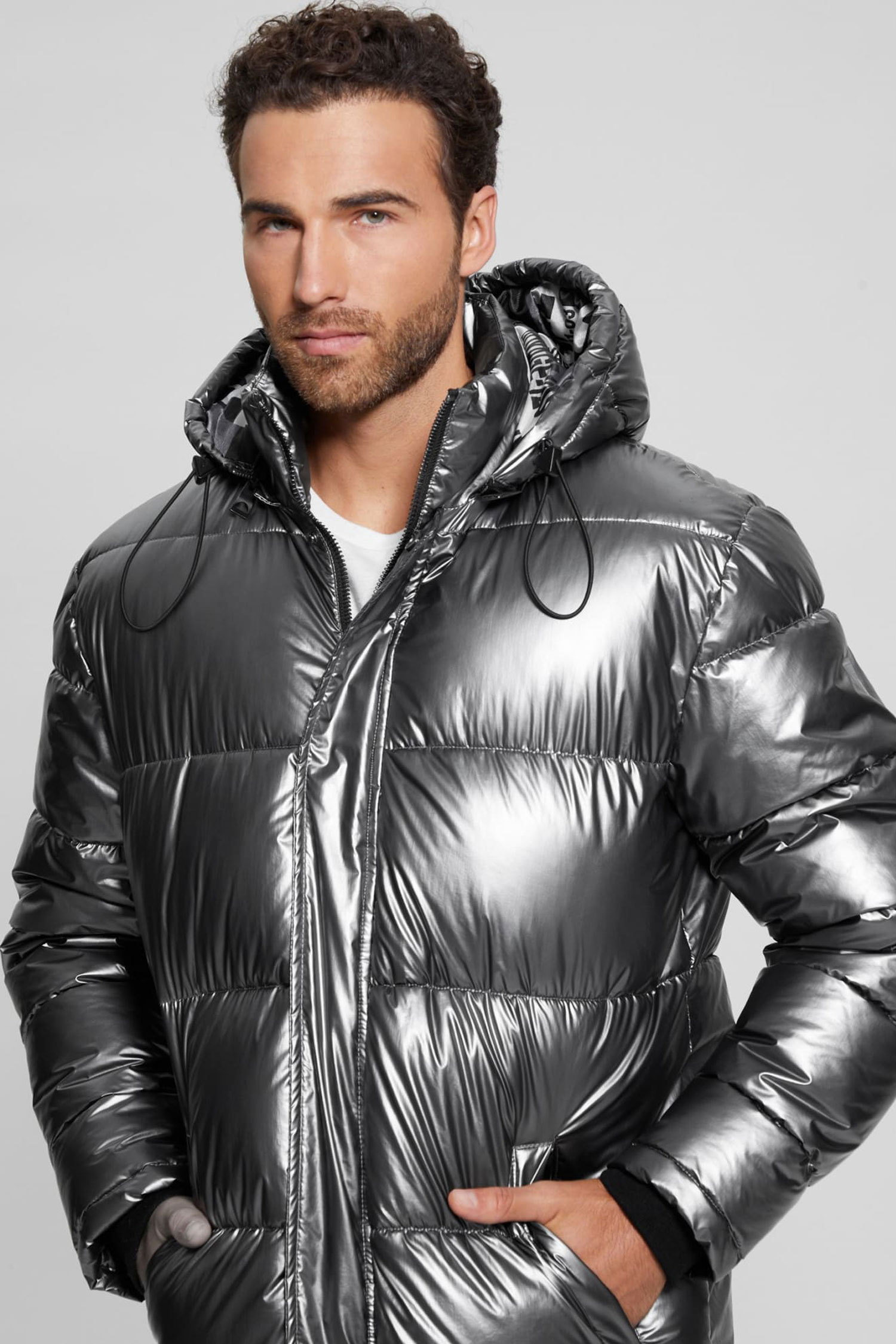 Чоловіча срібляста куртка Guess M3BL43.WEHC0;MGTL