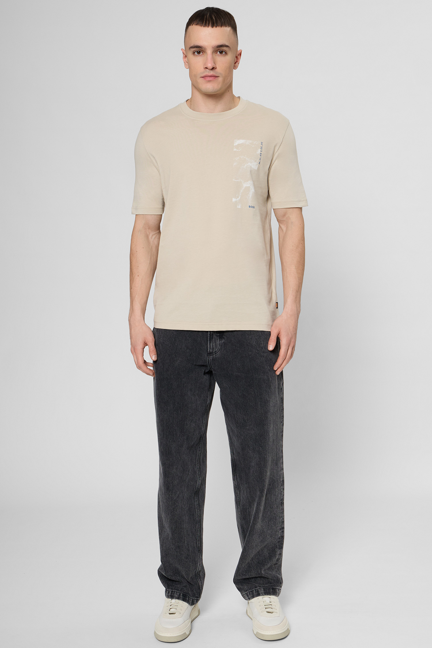 Мужская бежевая футболка BOSS 50539179;271