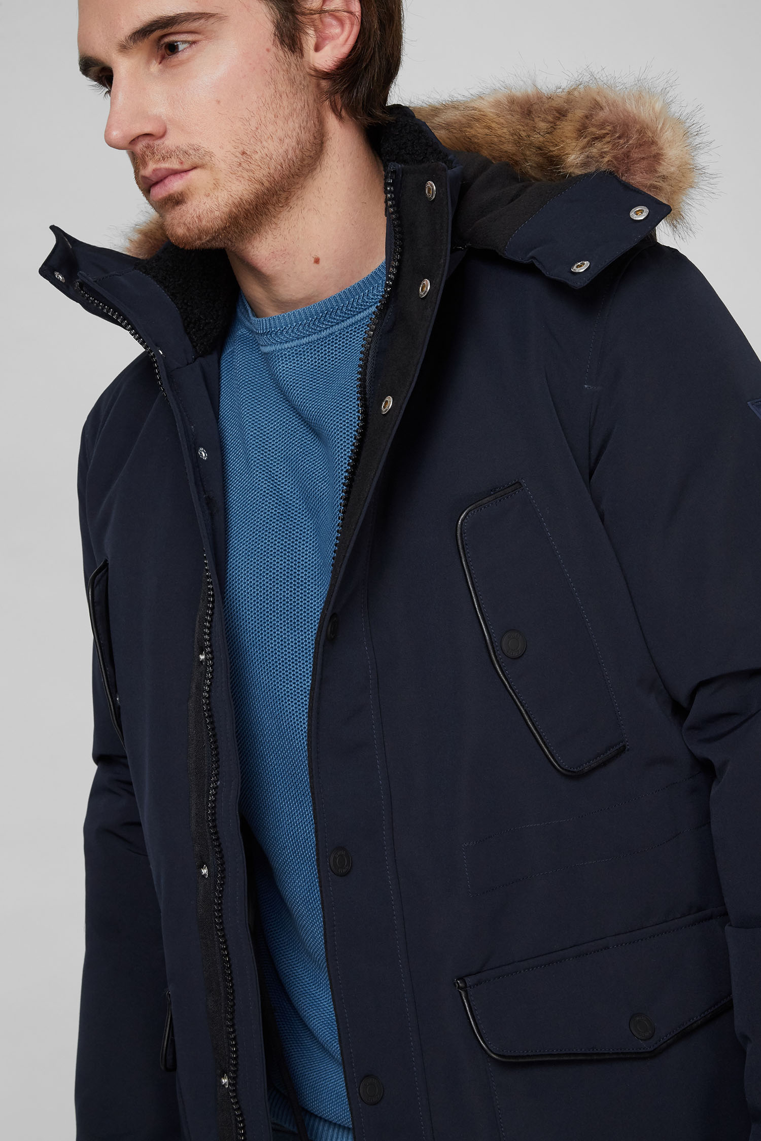 Мужская темно-синяя пуховая парка Guess M1BL23.WE6Z2;G7V2