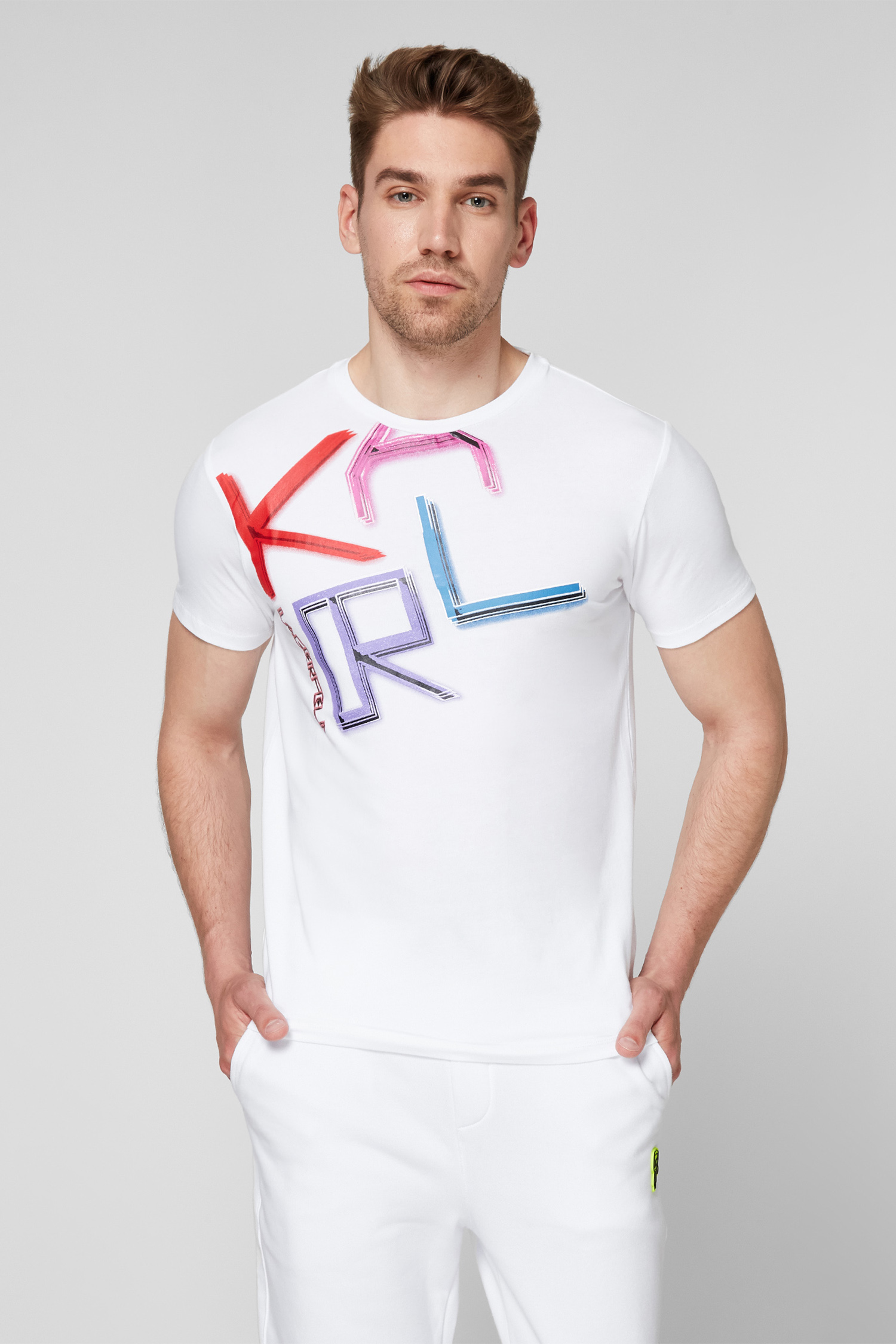 Мужская белая футболка Karl Lagerfeld KL21MTS02;WHITE
