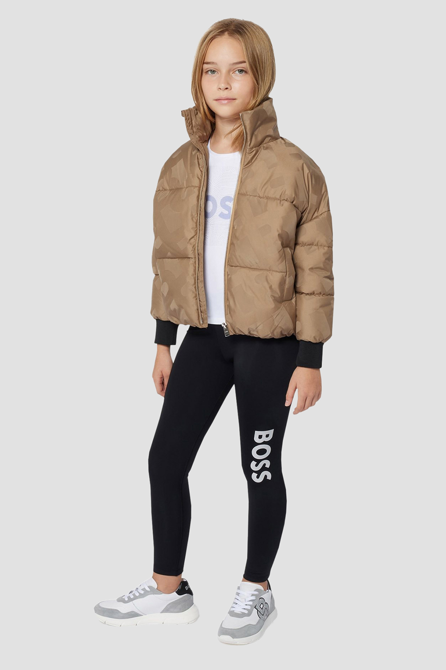 Дитяча бежева куртка з візерунком BOSS kids J51095;269