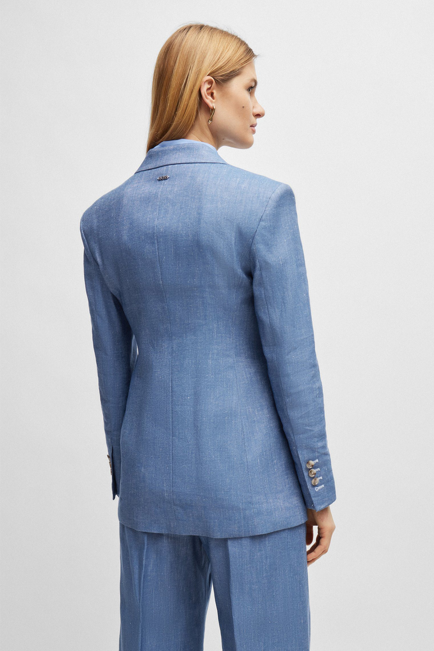 Женский синий льняной жакет BOSS 50514897;450