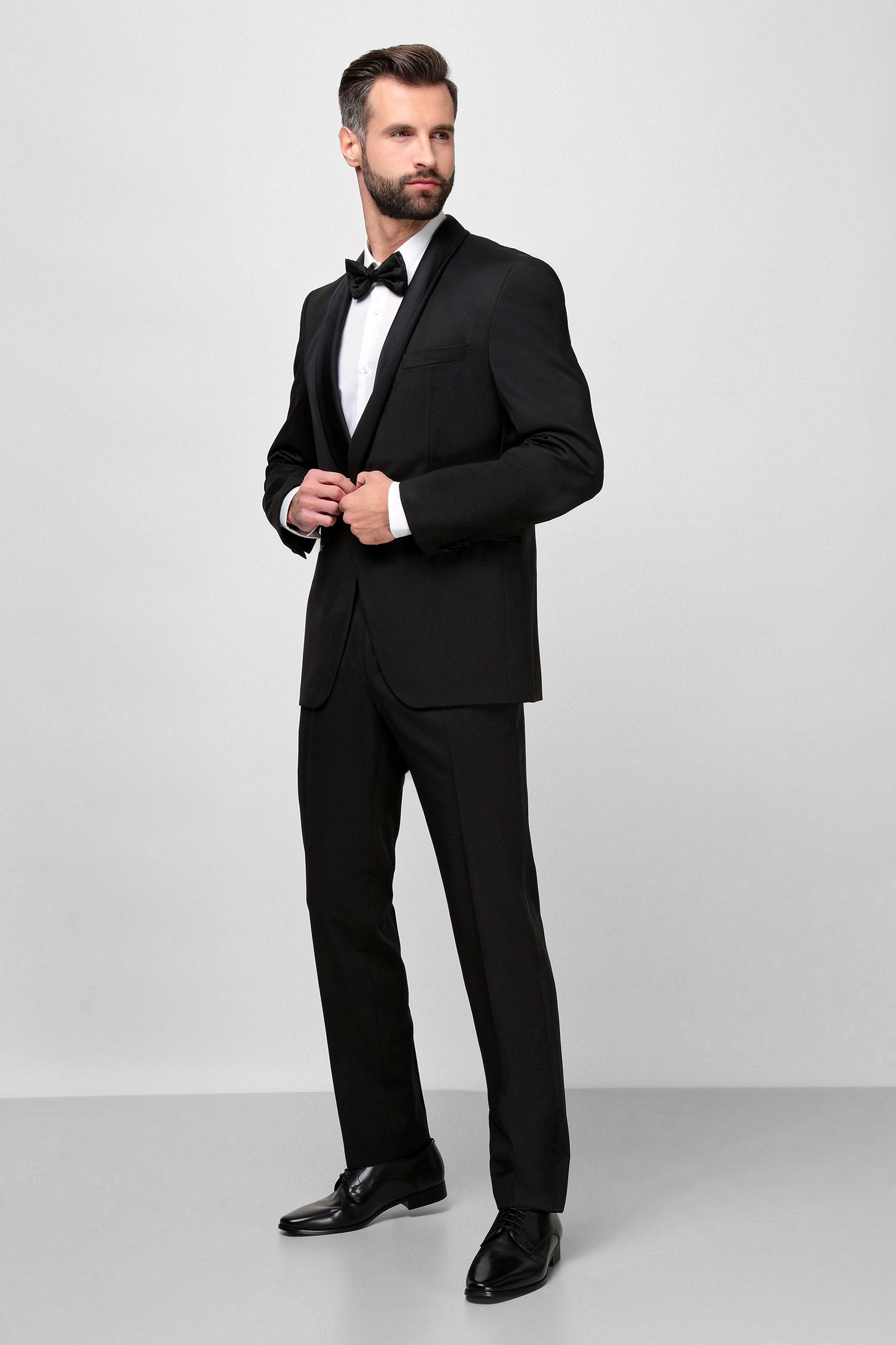 Чоловічий чорний вовняний костюм (піджак, брюки) BOSS 50379909К;001