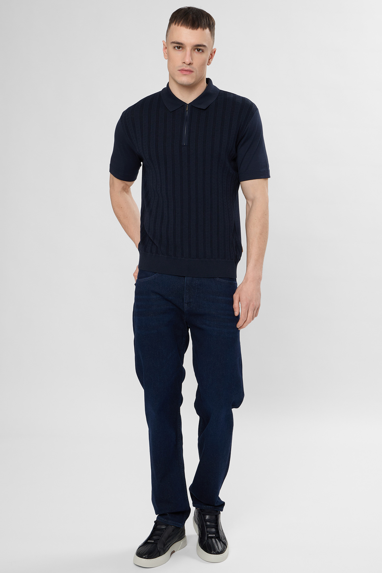 Чоловіче темно-синє поло BOSS 50560052;404