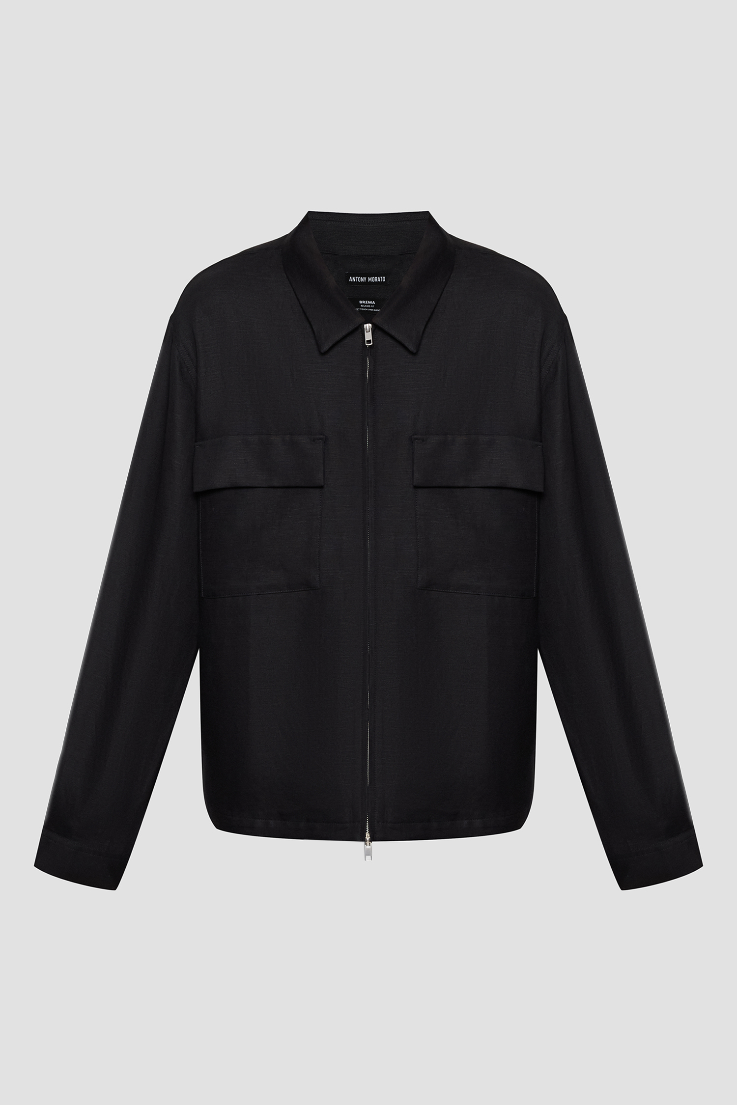 Мужская черная льняная рубашка Antony Morato MMSL00748.FA900135;9000