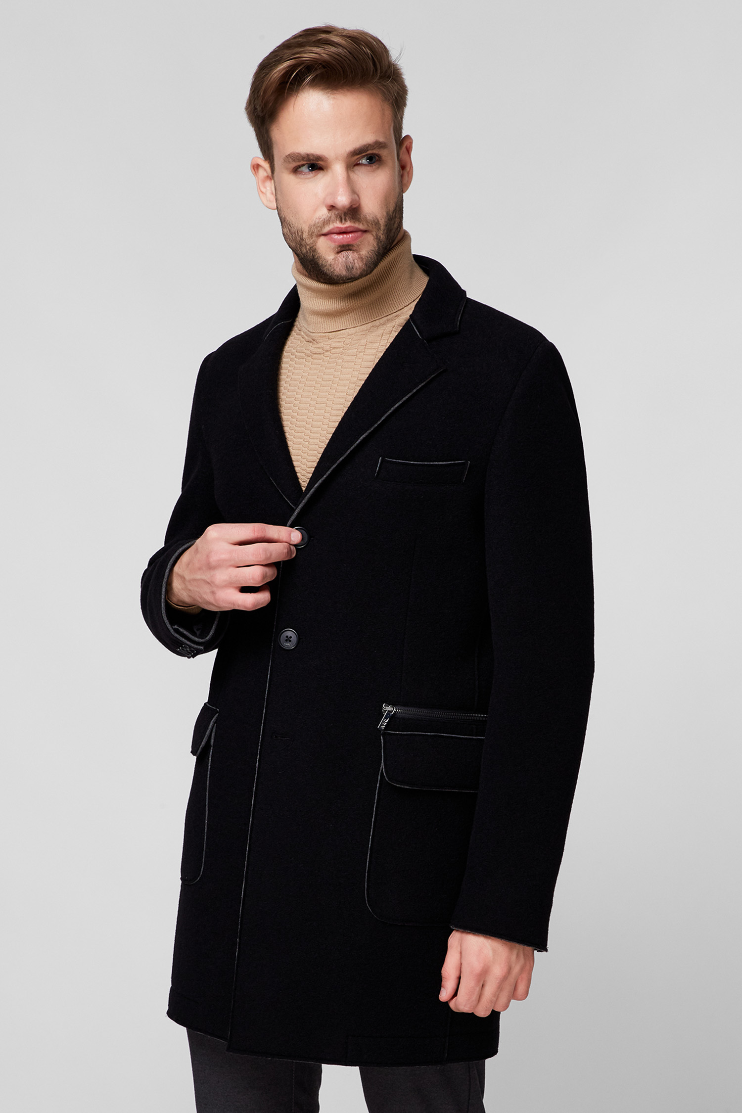 Мужское черное пальто Karl Lagerfeld 502580.455021;990